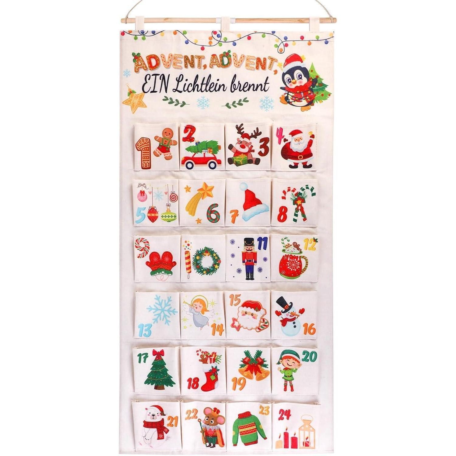 LuxusKollektion befüllbarer Adventskalender Adventskalender Stoff Befüllbar 24 Beutel 2026 Mehrfarbig