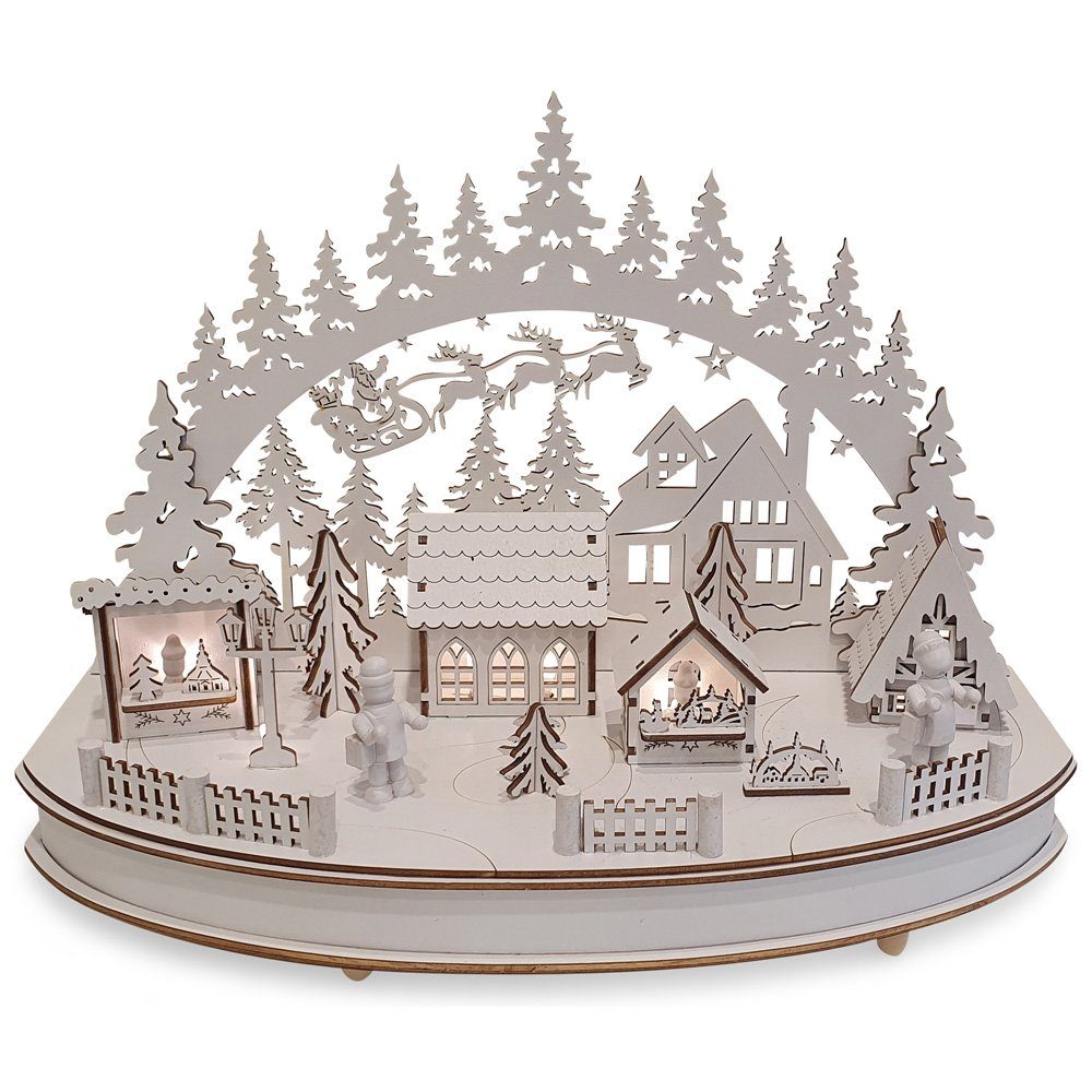 RIFFELMACHER & WEINBERGER LED Schwibbogen Weihnachtsmarkt mit Timer 36 x 25cm 76516, Lichterbogen (1-tlg)