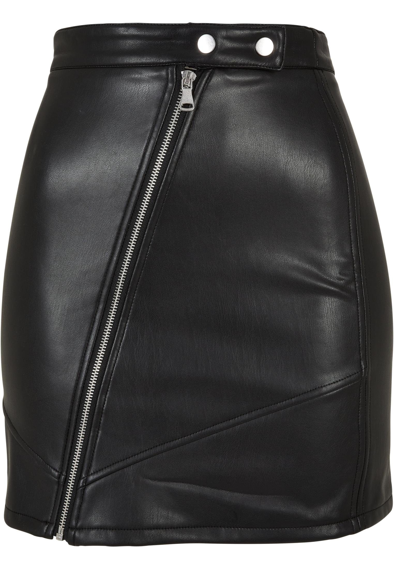 Reißverschluss Jerseyrock Damen Ladies Synthetic CLASSICS Skirt Leather Biker (1-tlg), URBAN