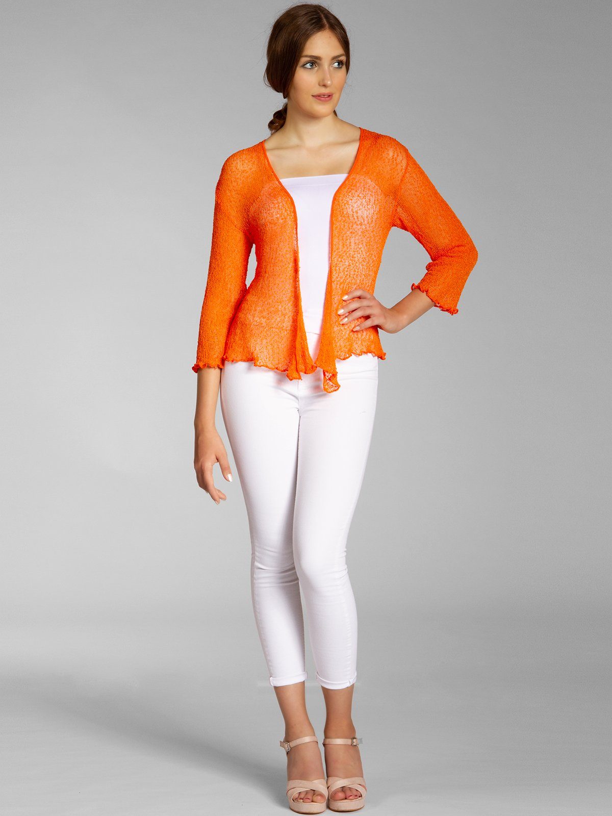 Caspar Strickjacke STJ022 angenehm leichter Damen Sommer Bolero mit 3/4 Arm günstig online kaufen