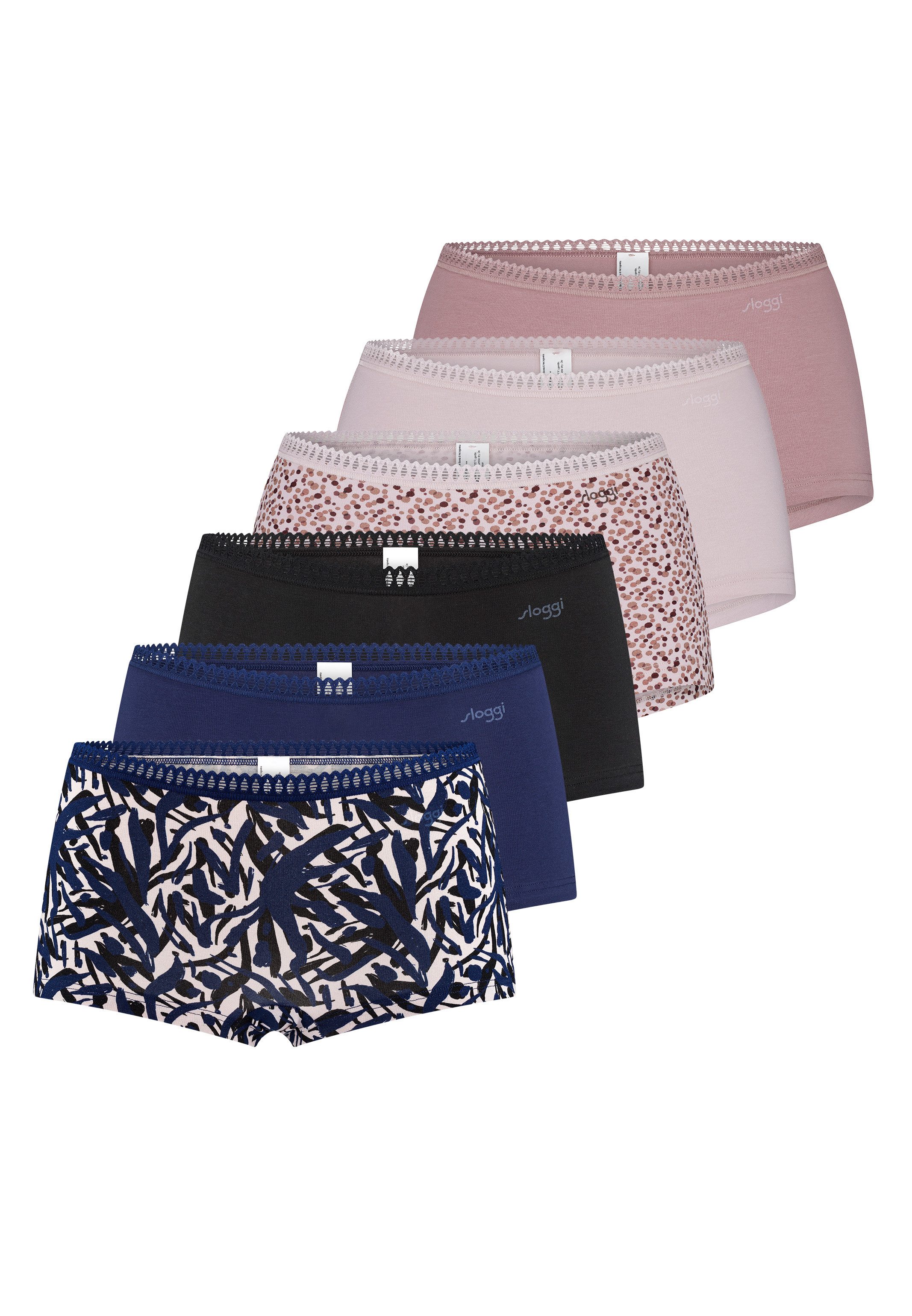 sloggi Panty 6er Pack GO Crush (Spar-Set) Short Slip - Baumwolle - Atmungsaktiv - Komfortabel und atmungsaktiv