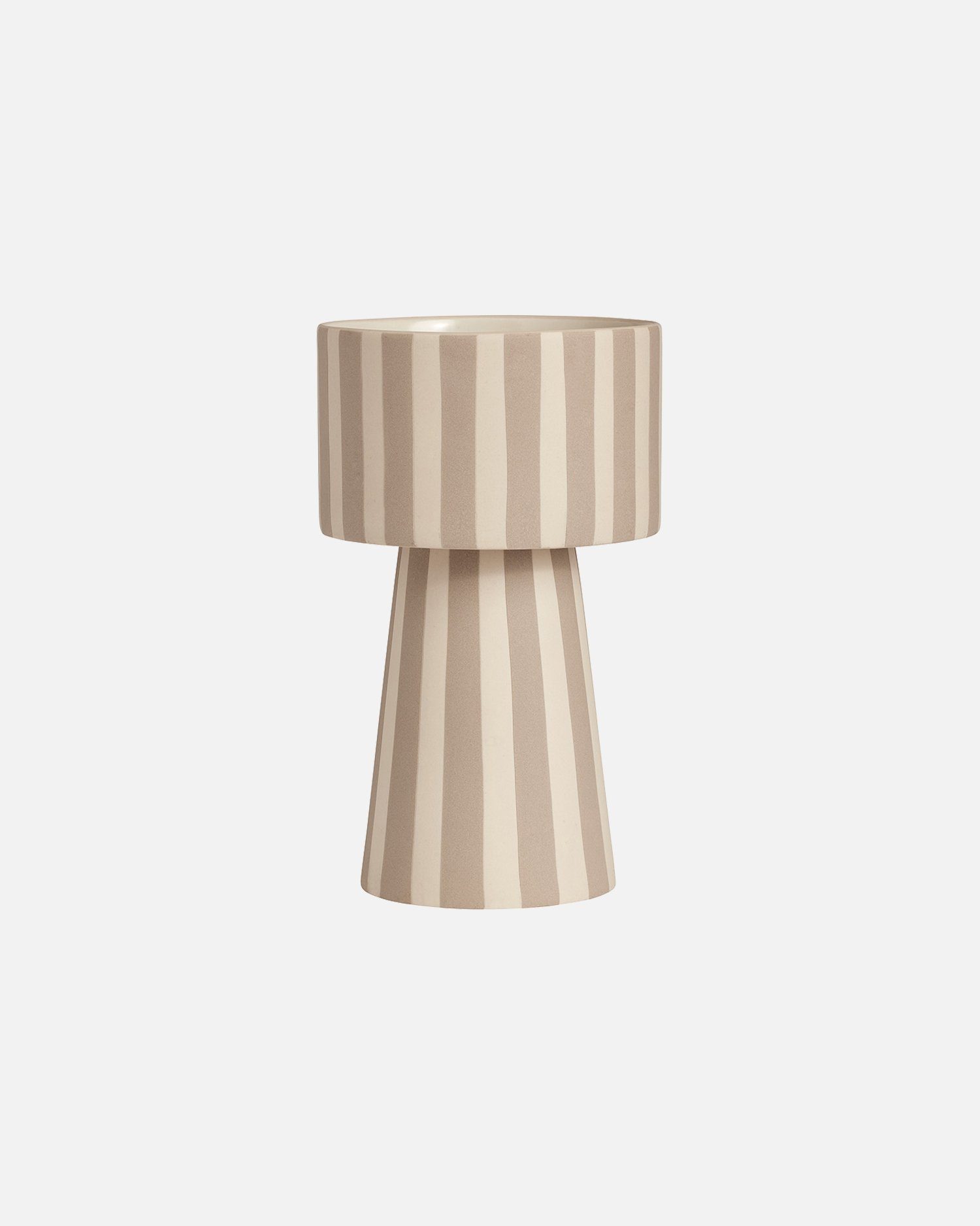 OYOY Übertopf Toppu Pot Groß - Blumentopf/Vase aus Keramik Ø15 x H24 cm, Beige (Clay) Beige-Weiß-Gestreift