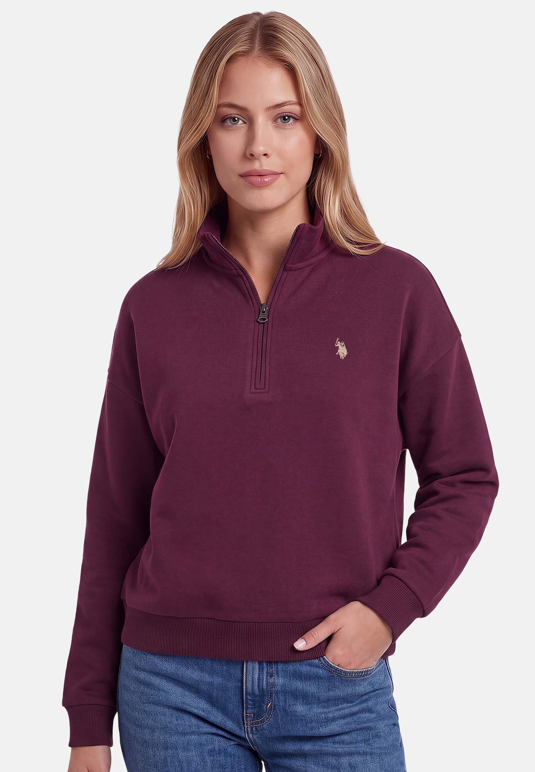U.S. Polo Assn. Sweatshirt mit Stehkragen und gesticktem Brustlogo Weiches Damen-Sweatshirt mit Rippbündchen und normaler Passform