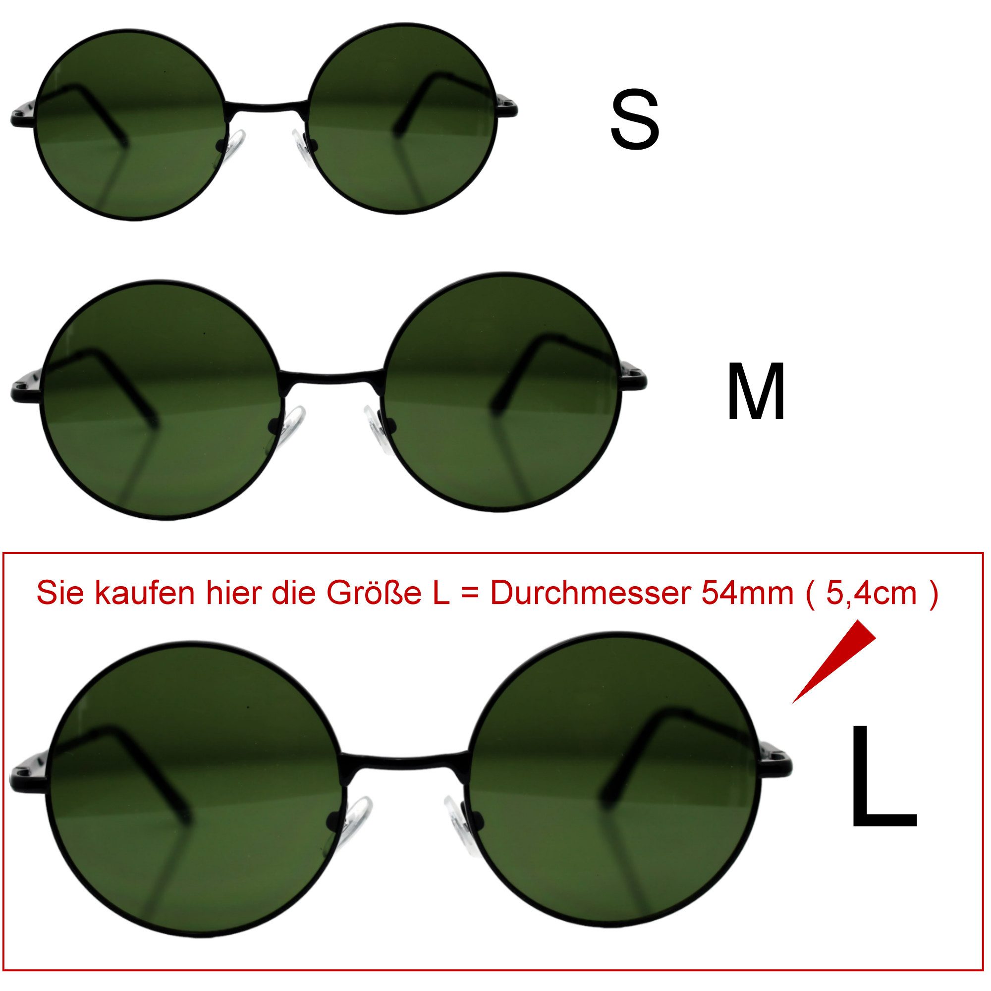 Rennec Sonnenbrille Rund Damen Herren Nickelbrille mit Brillenbeutel UV400 Gläser Runde Form mit Federscharniere und getönten Gläsern
