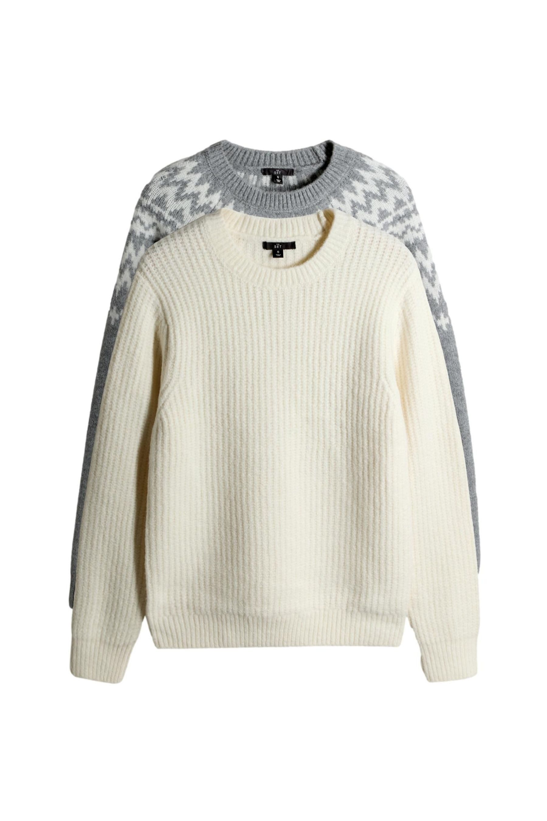 The Set Rundhalspullover The Set Herren-Rundhalspulli mit Fairisle-Muster ( günstig online kaufen