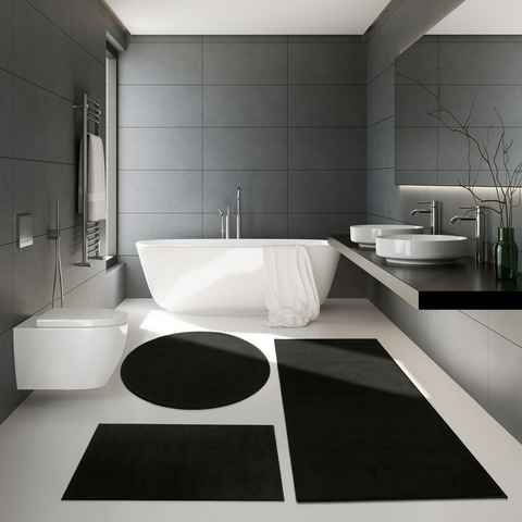 Badematte Badezimmer Teppich Hochflor Badematte Modern Kuschelig TT Home, Höhe 10 mm, 100% Polyester, Läufer