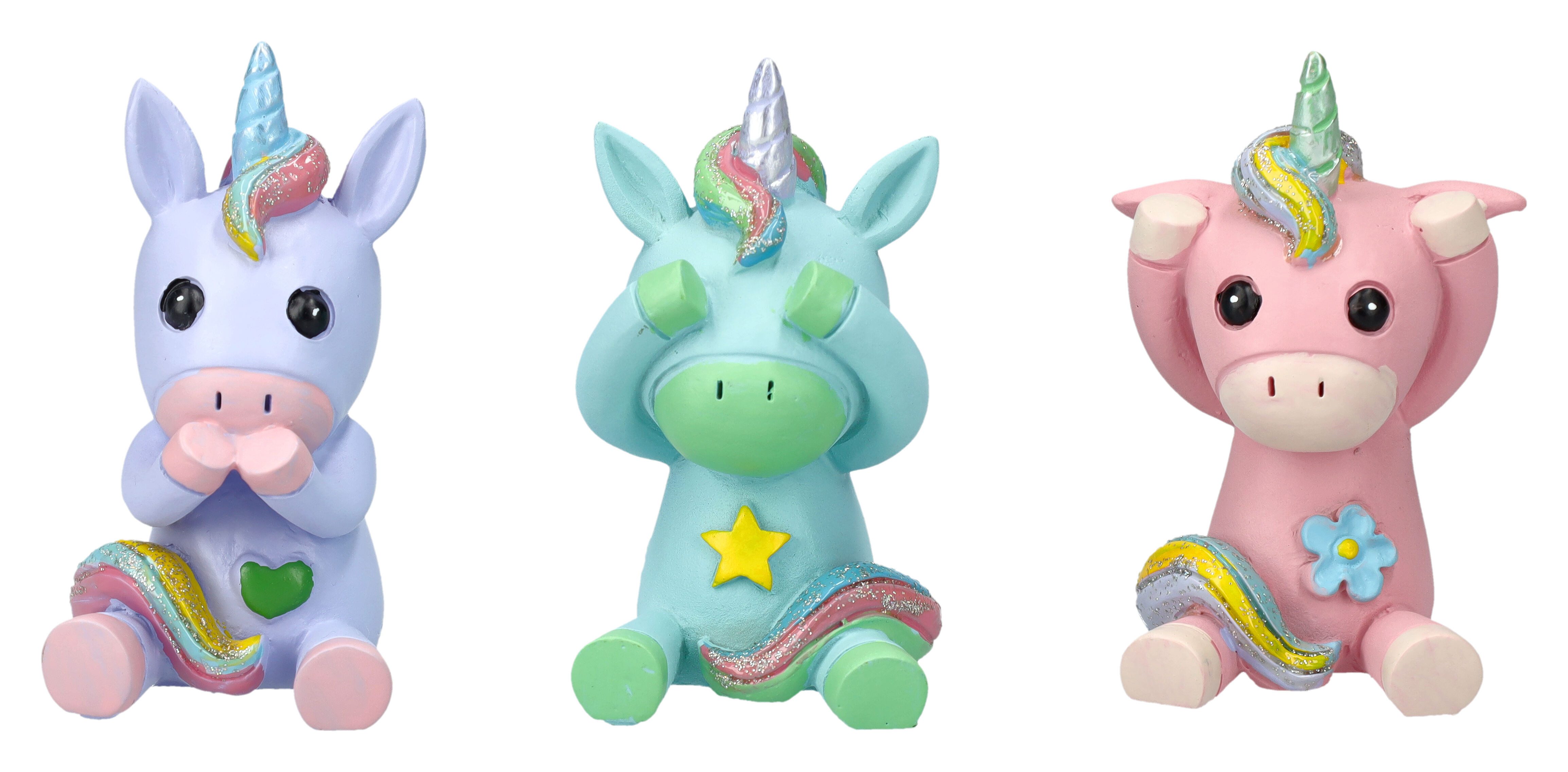 Figuren Shop GmbH Dekofigur Süße Einhorn-Figuren 3er Set - Nichts Böses - Fantasy Dekofigur Babys