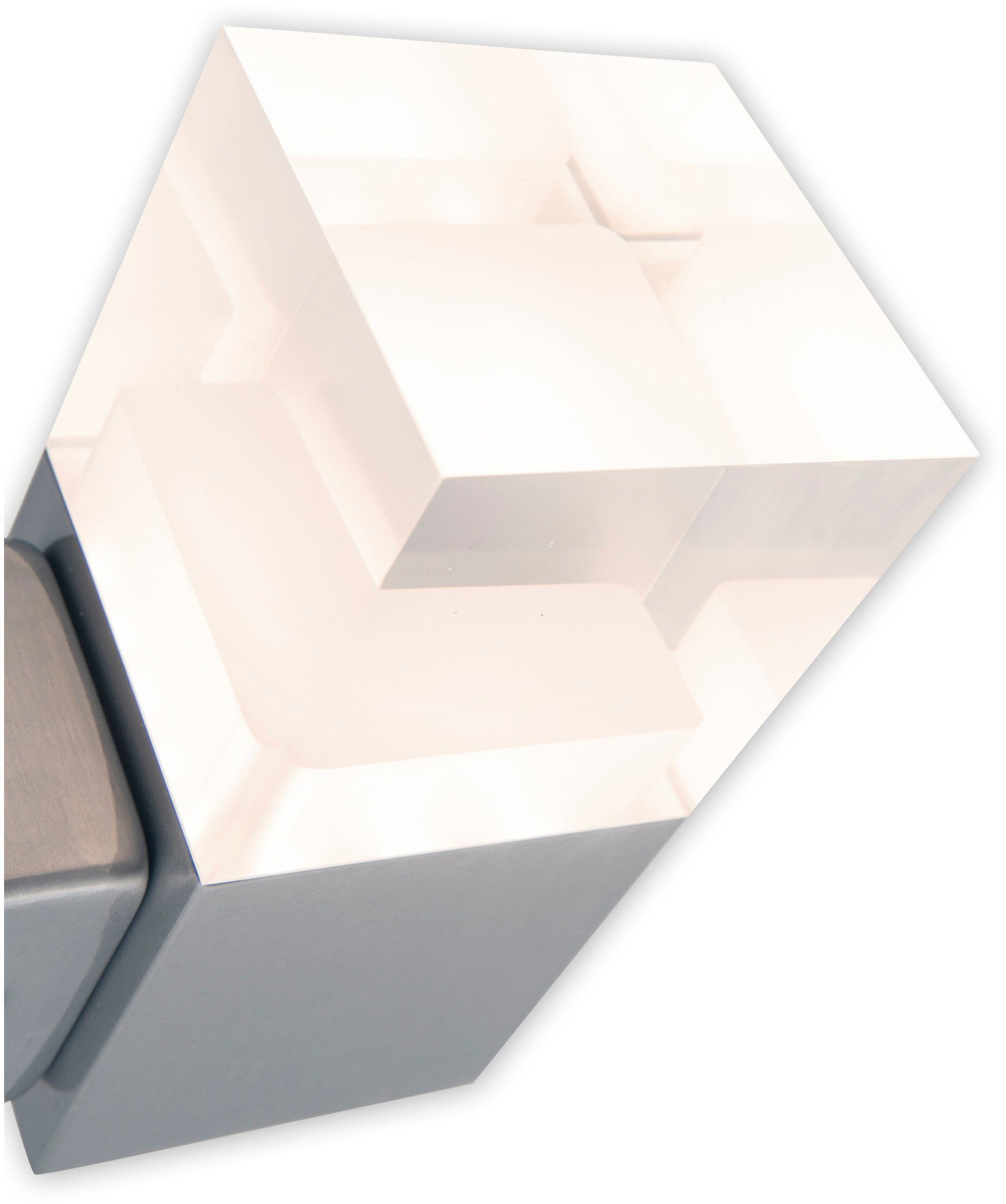 incl. Edelstahl/Kunststoff 15x IP44 Warmweiß, Leah, LED warmweiß LED in Außen-Wandleuchte metall näve blank/opal