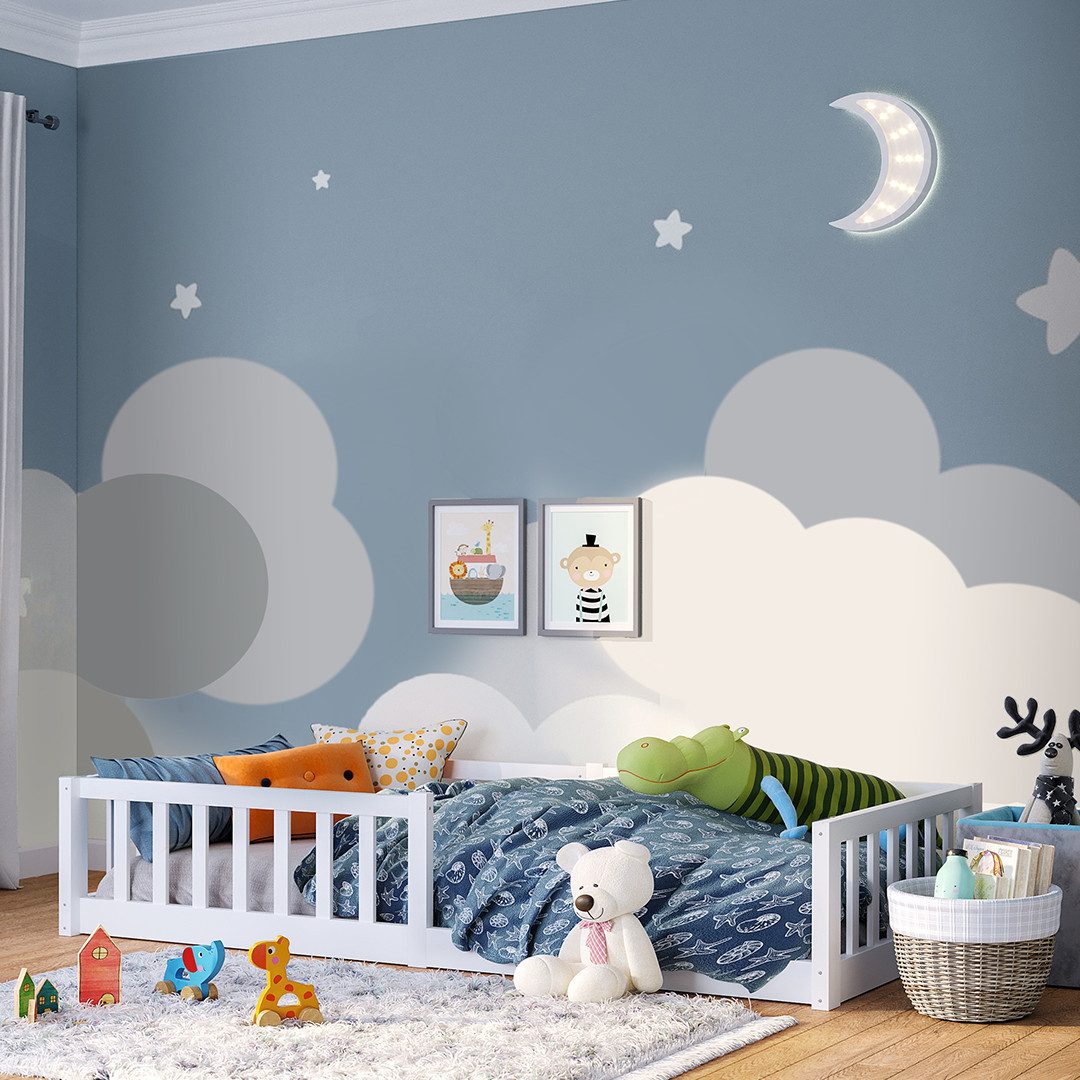 Bellabino Kinderbett Vere mit Rausfallschutz und Lattenrost (weiß, Kiefer M günstig online kaufen