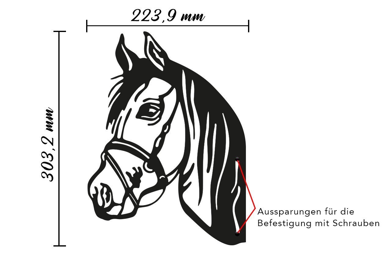 Metall Deko Garten/Baumstecker Dekofigur ILLUMINO Rost Zaun/Wanddeko Jumper Pferd