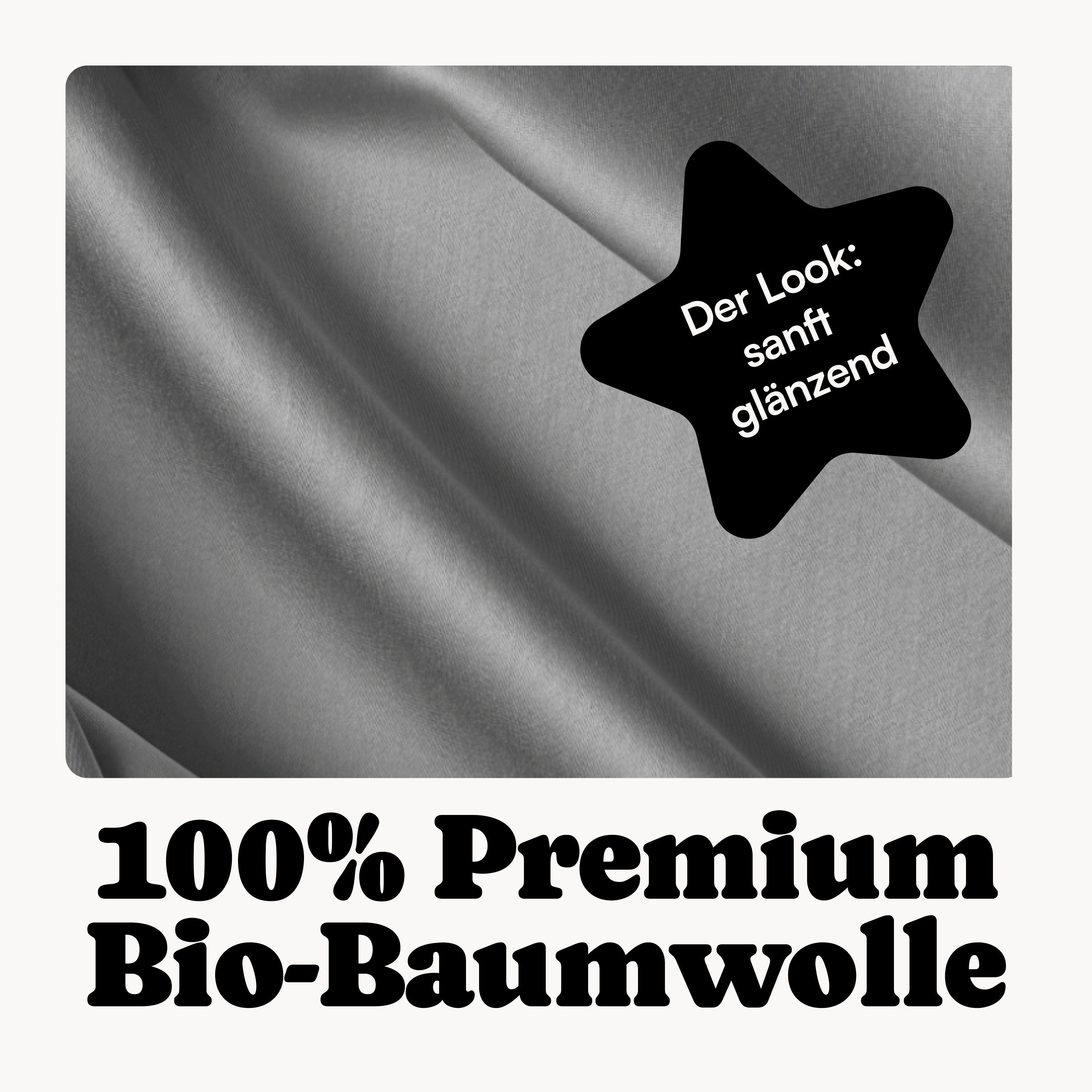 Seralino Spannbettlaken Mako Satin Spannbetttuch (100% Bio Baumwolle), 100% Bio-Baumwolle, Gummizug: rundum, Etiketten zeigen Seiten – schnelles, unkompliziertes Beziehen garantiert., Fairtrade/ GOTS zertifizierte uni Bettlaken, weich
