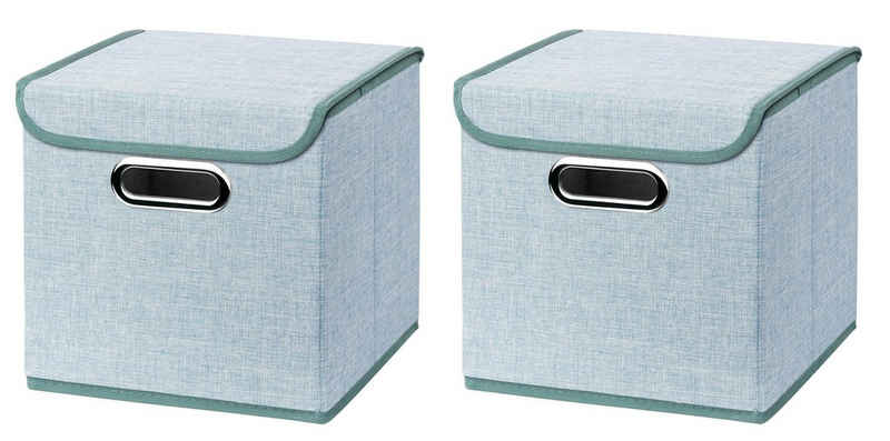 StickandShine Faltbox 2 Stück Faltboxen 25 x 25 x 25 cm Stoffboxen faltbar mit Deckel in verschiedenen Farben (2er SET 25x25x25) 25cm