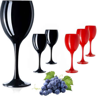 PLATINUX Weinglas »Weingläser«, Glas, Set Rot & Schwarz 6 Teilig 130ml (max. 320ml) Getränkeglas Weißweingläser Rotweingläser