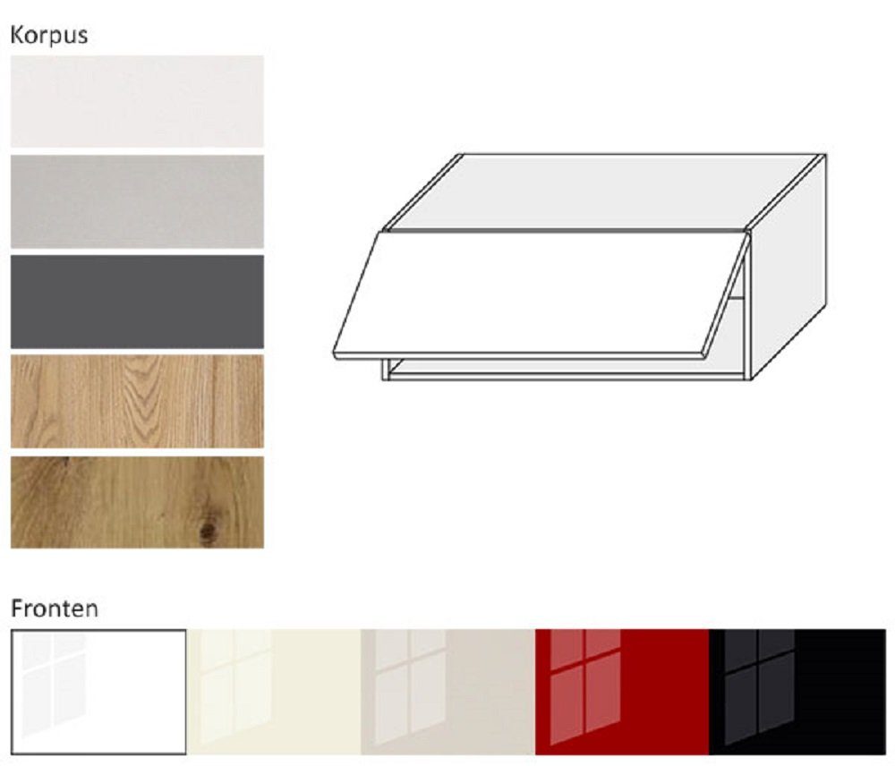 camel Korpus- Klapptür, matt (Hängeschrank Front PN-W4B/90 Hängeschrank Küchenschrank) Frontfarbe wählbar Feldmann-Wohnen mit - PLATINIUM lava und Korpus / Hochglanz