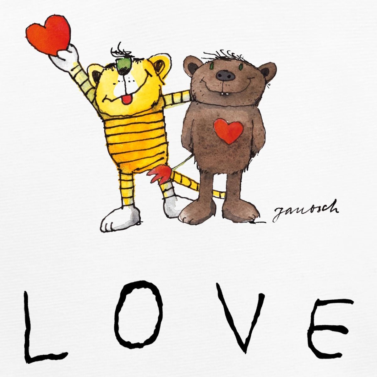 Spreadshirt Langarmbody Janosch Bär Tiger Love Liebe Tages Baby Body Langarm (1-tlg)