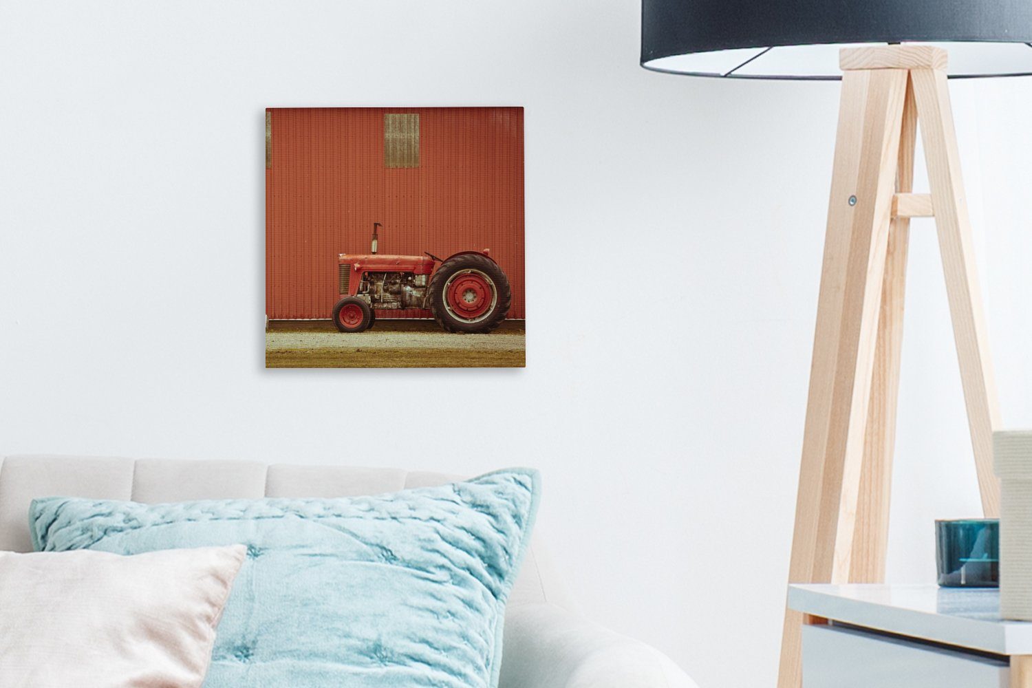 Leinwand Scheune Traktor (1 - für St), Schlafzimmer Bauernhof, Leinwandbild OneMillionCanvasses® - - Wohnzimmer Rot Bilder