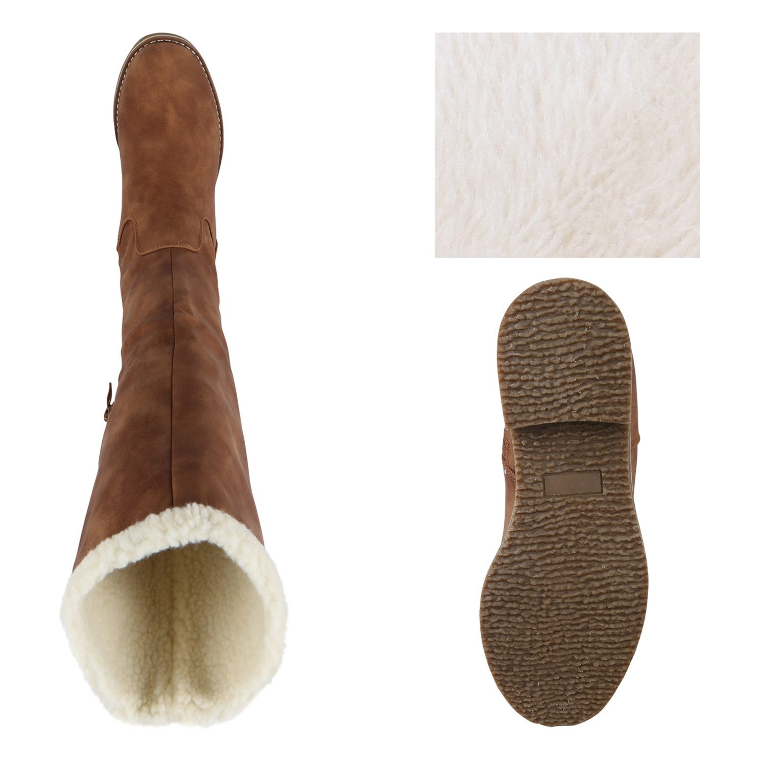 VAN HILL 820371 Winterstiefel Damen Winterstiefel Warm Gefütterte Stiefel Winter Boots Kunstpelz