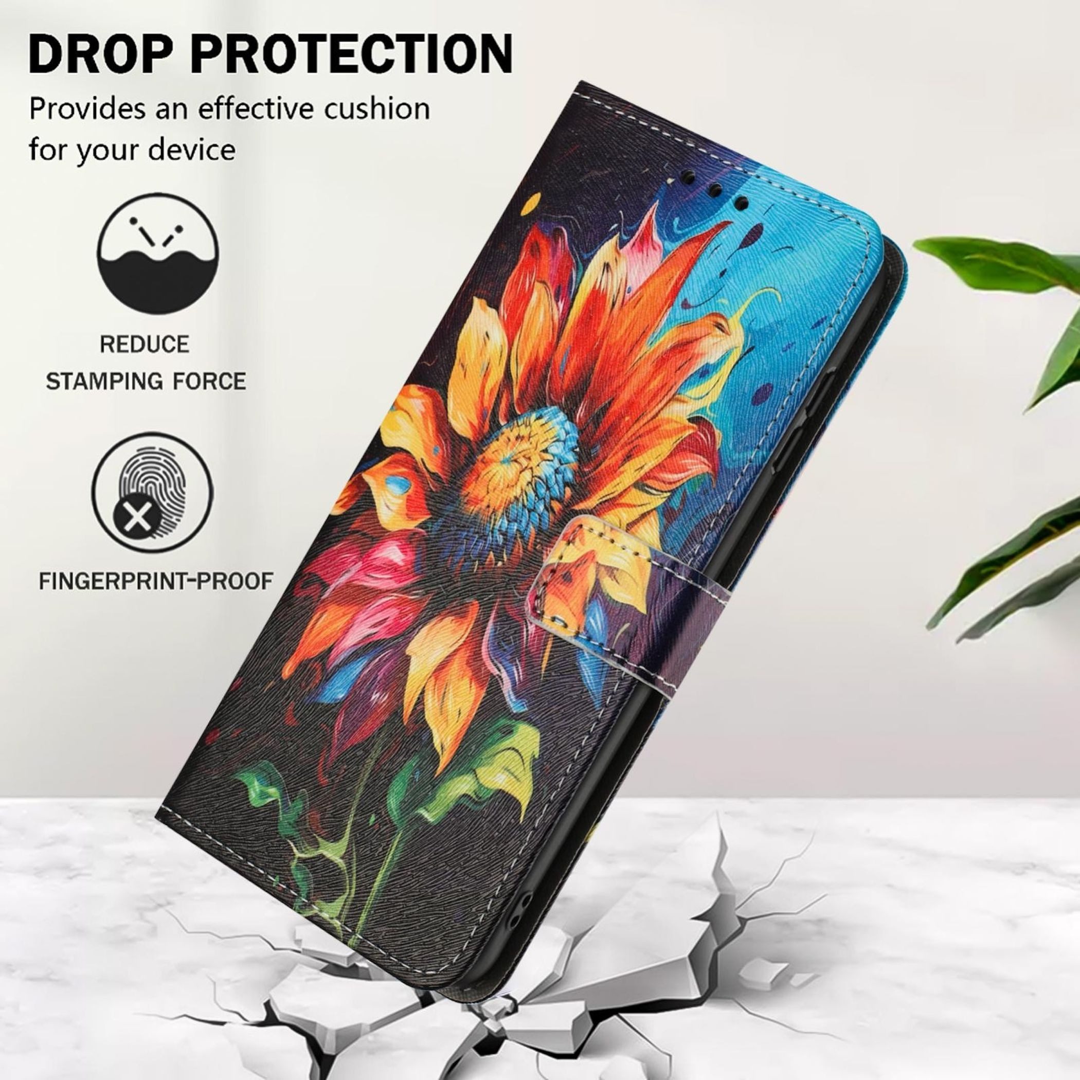 Wigento Handyhülle Für Samsung Galaxy A57 5G Kunstleder Klapp Book Wallet Motiv Schutz, Kartenfächer, Standfunktion