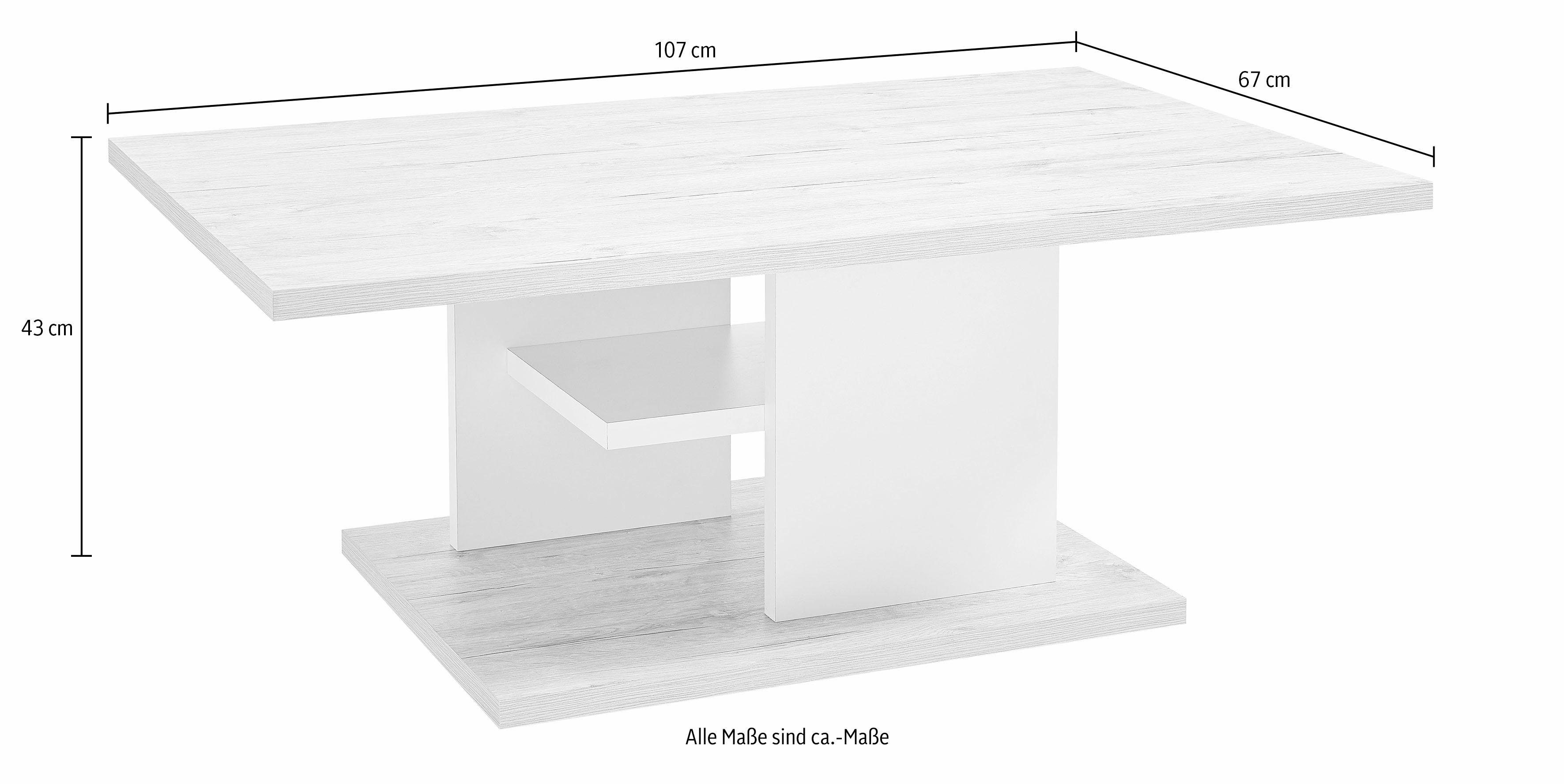 Bodenplatte, PRO Line Couchtisch, betonoptik | betonoptik/weiß/weiß mit rechteckig Ablageboden, Holz, aus