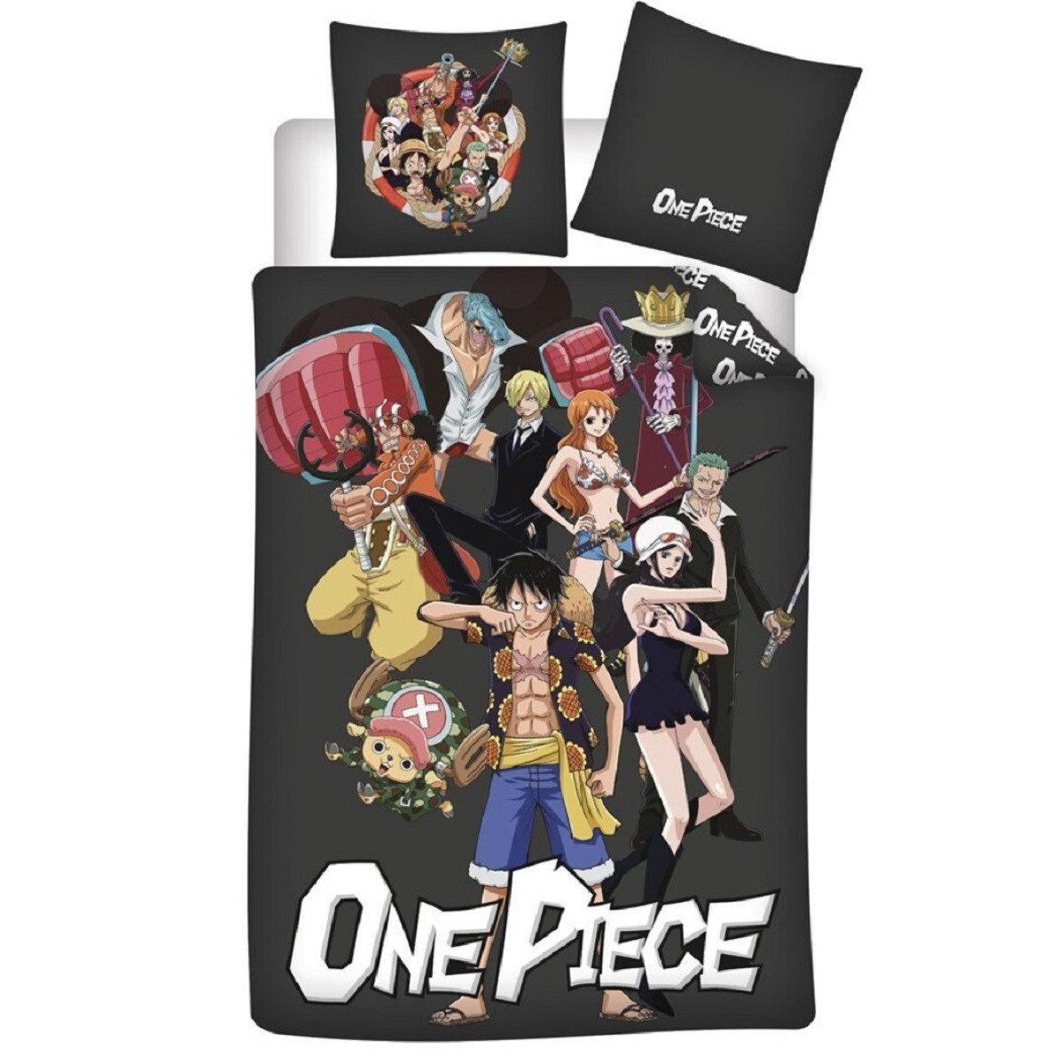 One Piece Bettwäsche Bettbezug Set 140 × 200 cm mit Kissenbezug 63x63 cm, 2 teilig