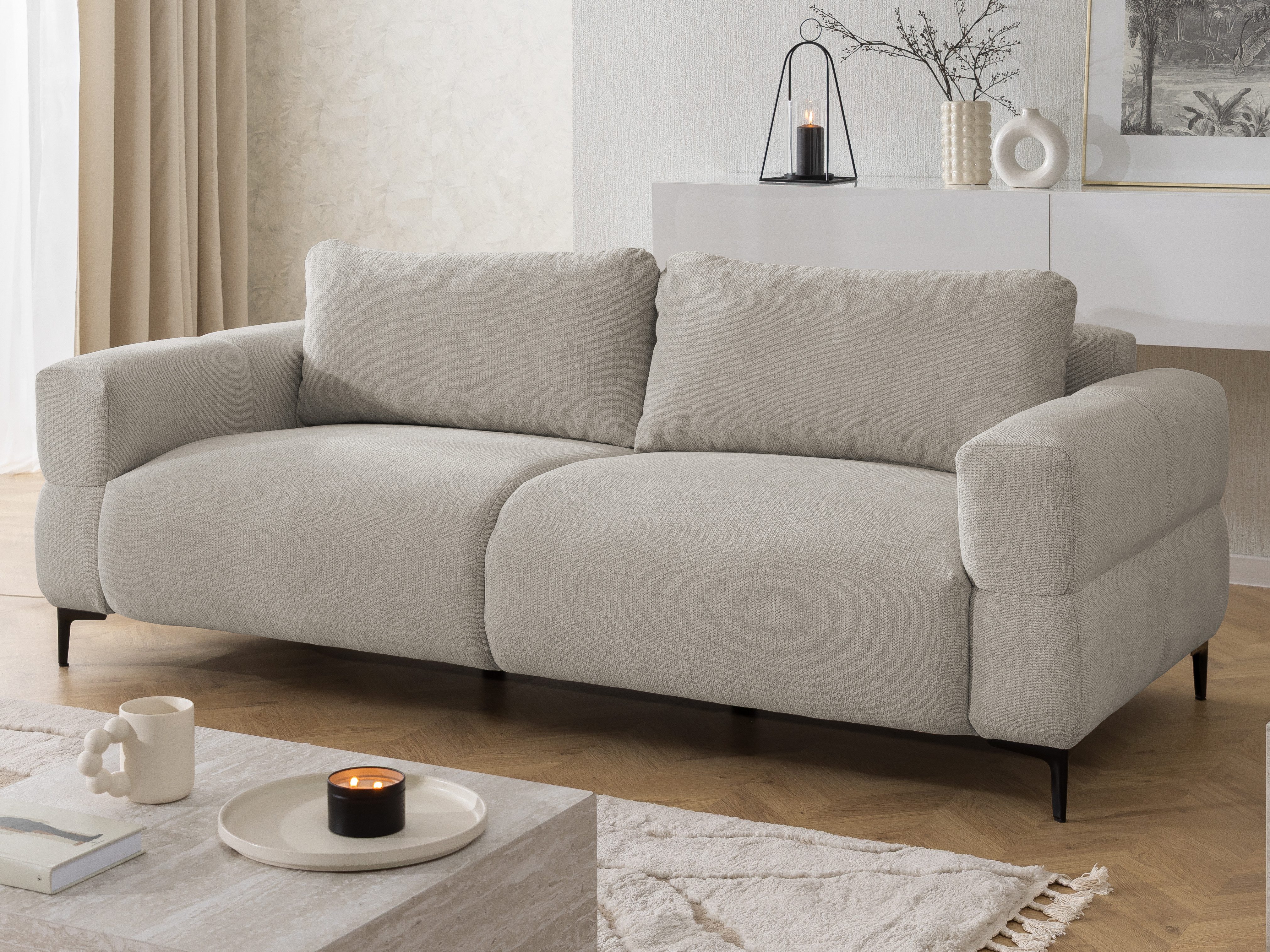 S-Style Möbel Polstergarnitur 3+2+1 Cardea in Bubble-Optik aus weichem Strukturstoff, mit Wellenfederung und hohem Sitzkomfort