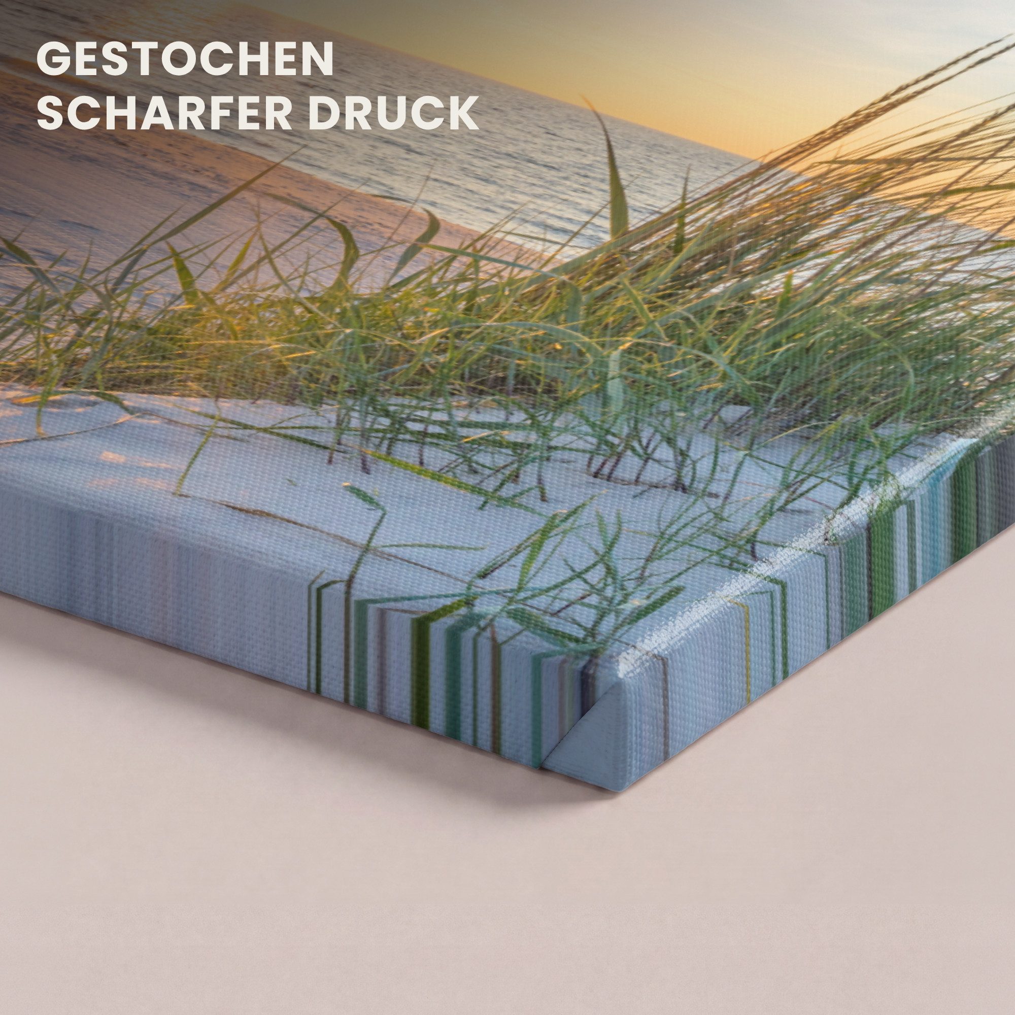 OneMillionCanvasses® Leinwandbild Panorama Strand - Sonne - Düne - Gras - Sand - Horizont, Fotodruck (1 St), Wandbild, Deko Schlafzimmer Wohnzimmer Flur 40x20 c – Bild 3 von 5