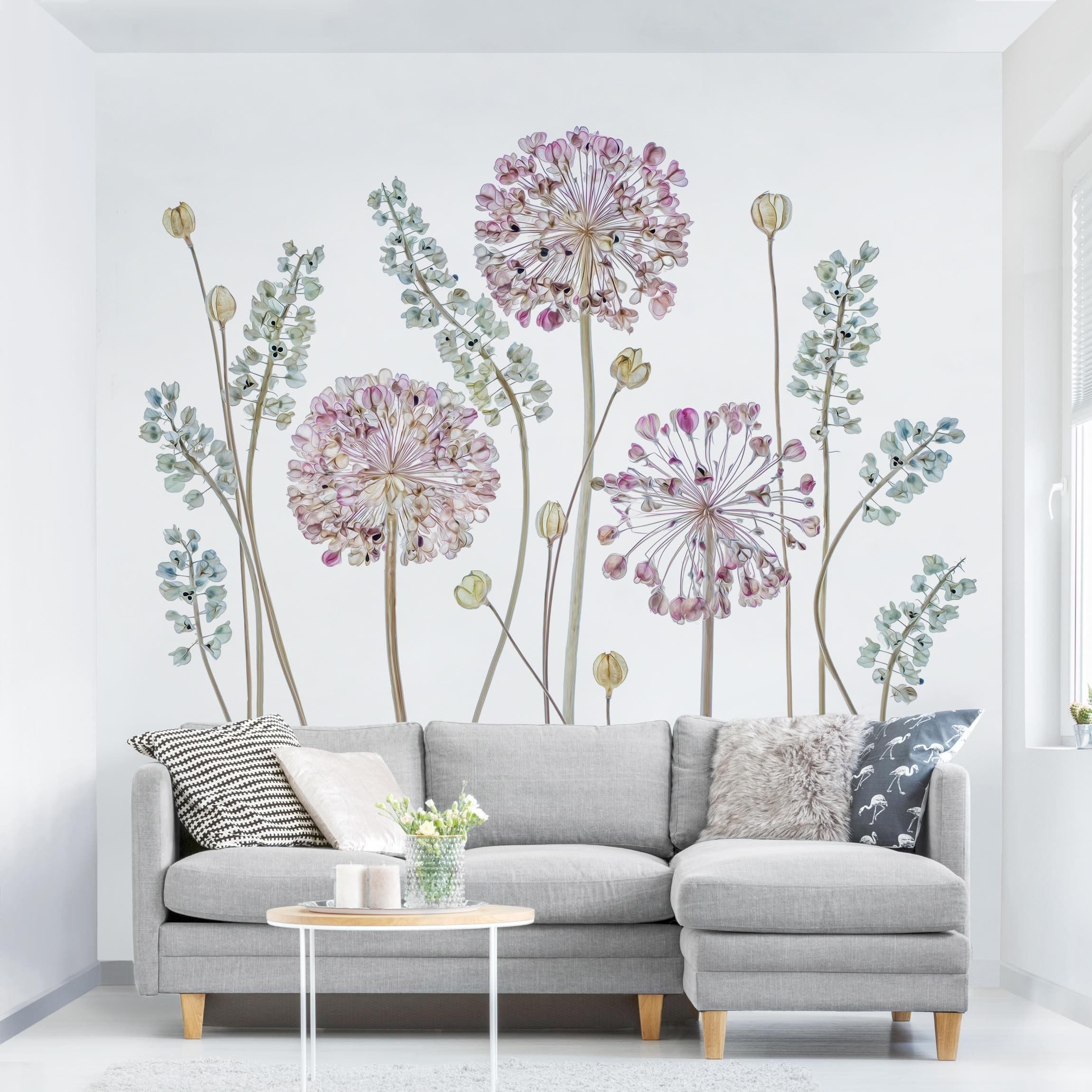 Bilderdepot24 Fototapete Blumen Allium Illustration Blumentapete Floral Nat günstig online kaufen