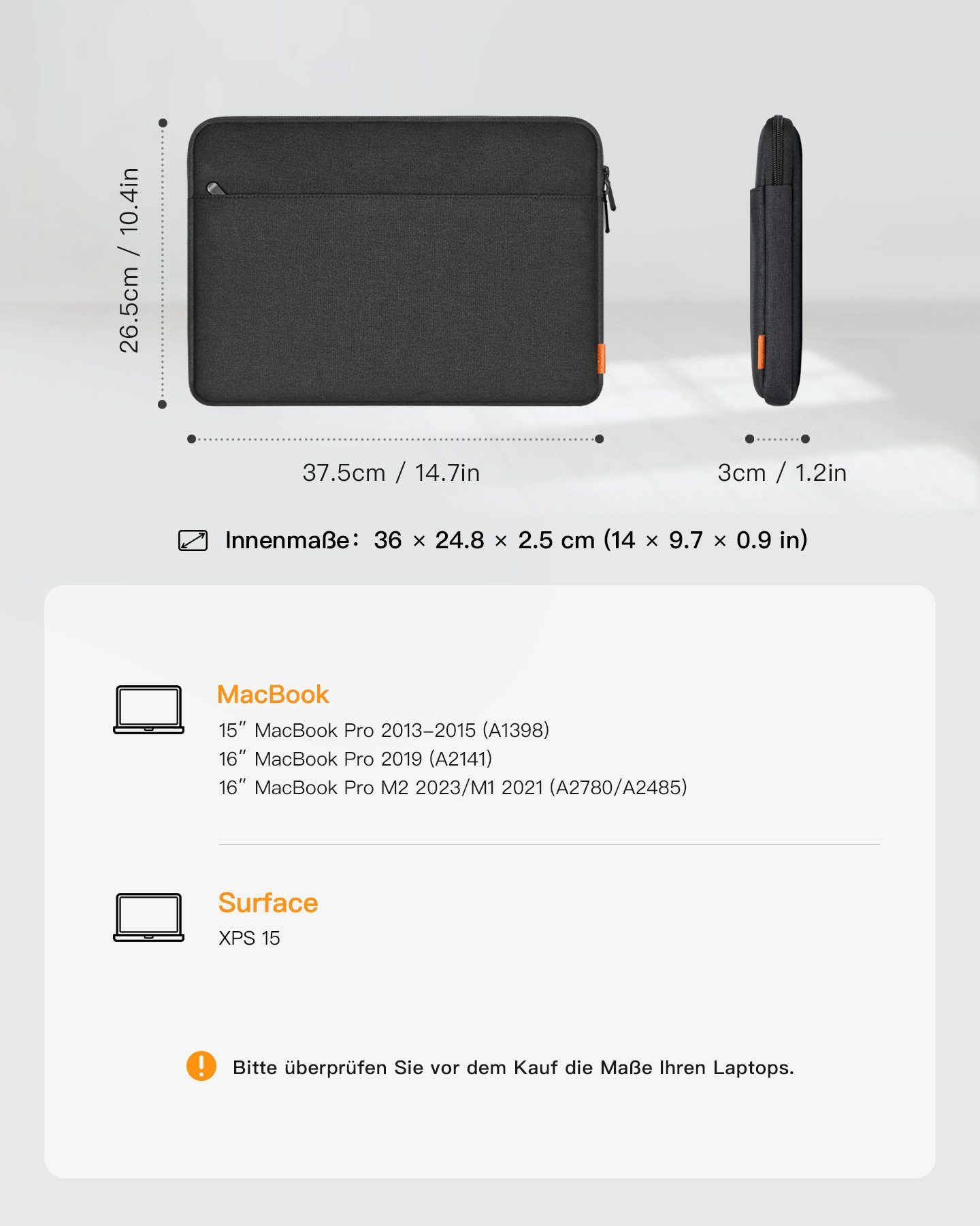 Inateck Laptop-Hülle Laptoptasche für 16 Zoll MacBook Pro M4/M3/M2/M1