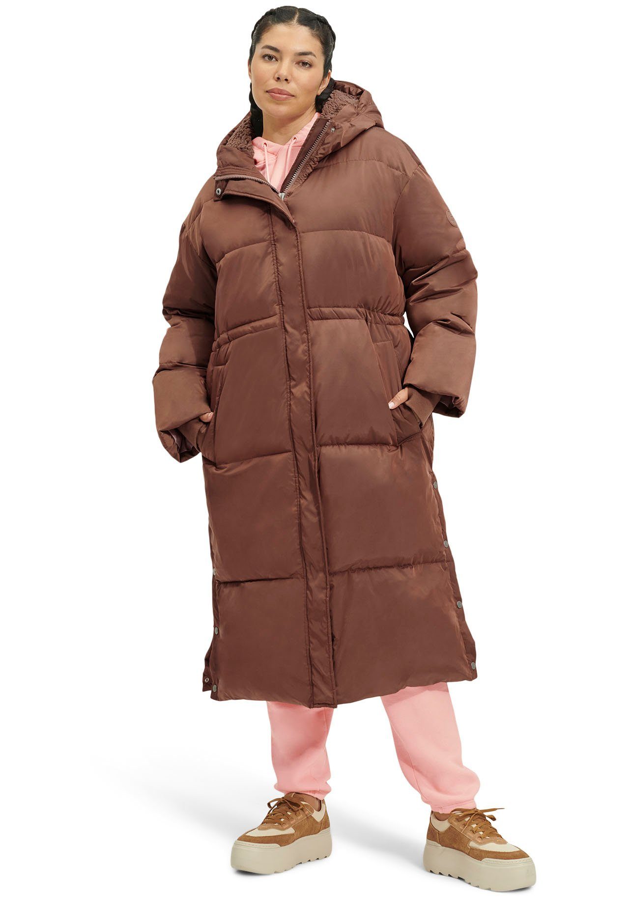 UGG Steppmantel W KEELEY LONG PUFFER COAT DARK CHESTNUT | Mäntel