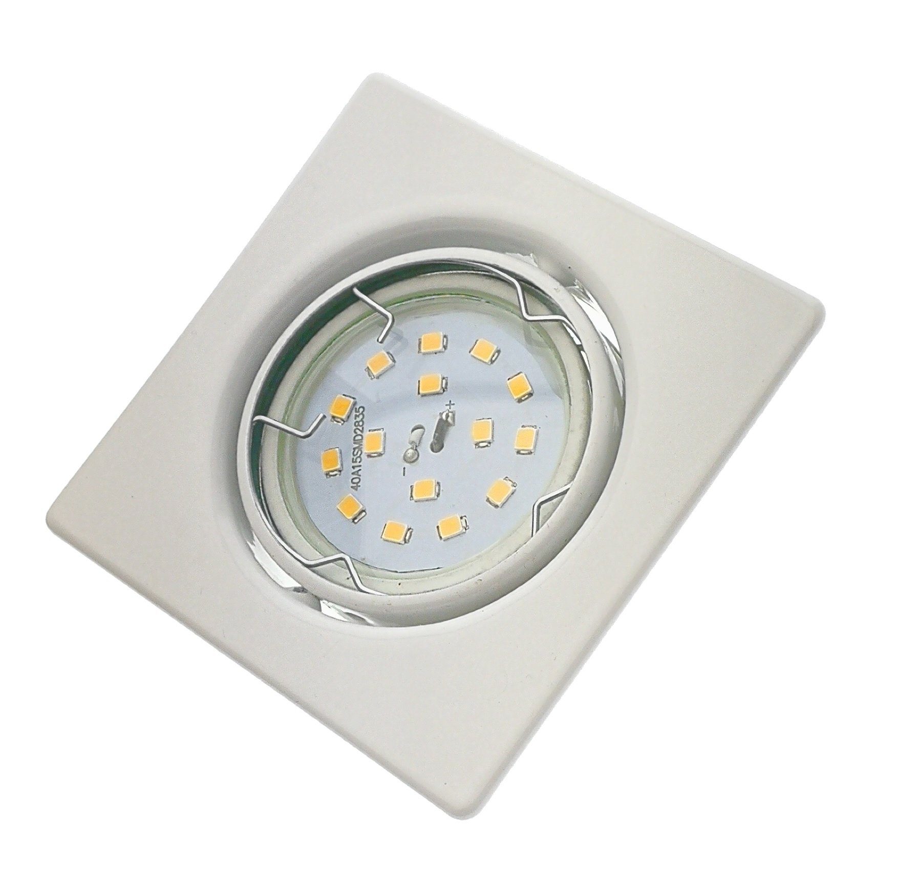 TRANGO LED Einbaustrahler, Dimmfunktion, 6er Set 6729-066SMOSD LED Einbaustrahler Weiß matt Eckig inkl. 6x 5 Watt 3 Stufen dimmbar Ultra Flach LED Modul 3000K warmweiß, Deckenspot, Einbauspot, Deckenleuchte, Downlight