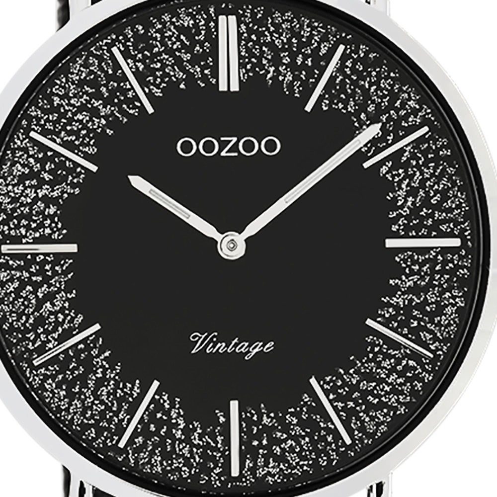 40mm) Armbanduhr Damen groß schwarz Analog, Oozoo (ca. Casual-Style Edelstahlarmband, OOZOO rund, Quarzuhr Damenuhr