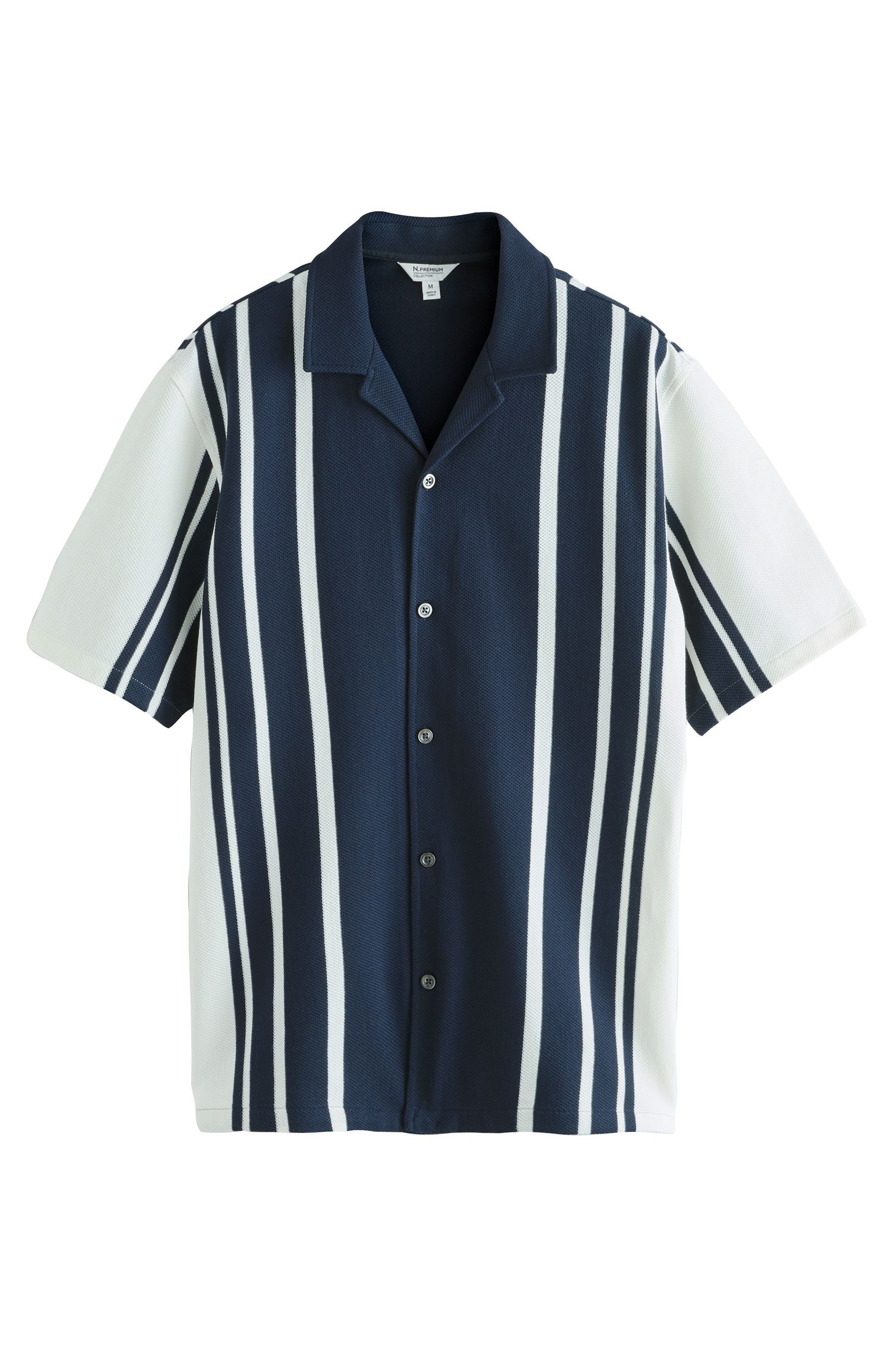 Kurzarmhemd Regular Fit Bowling-T-Shirt, vertikale Streifen