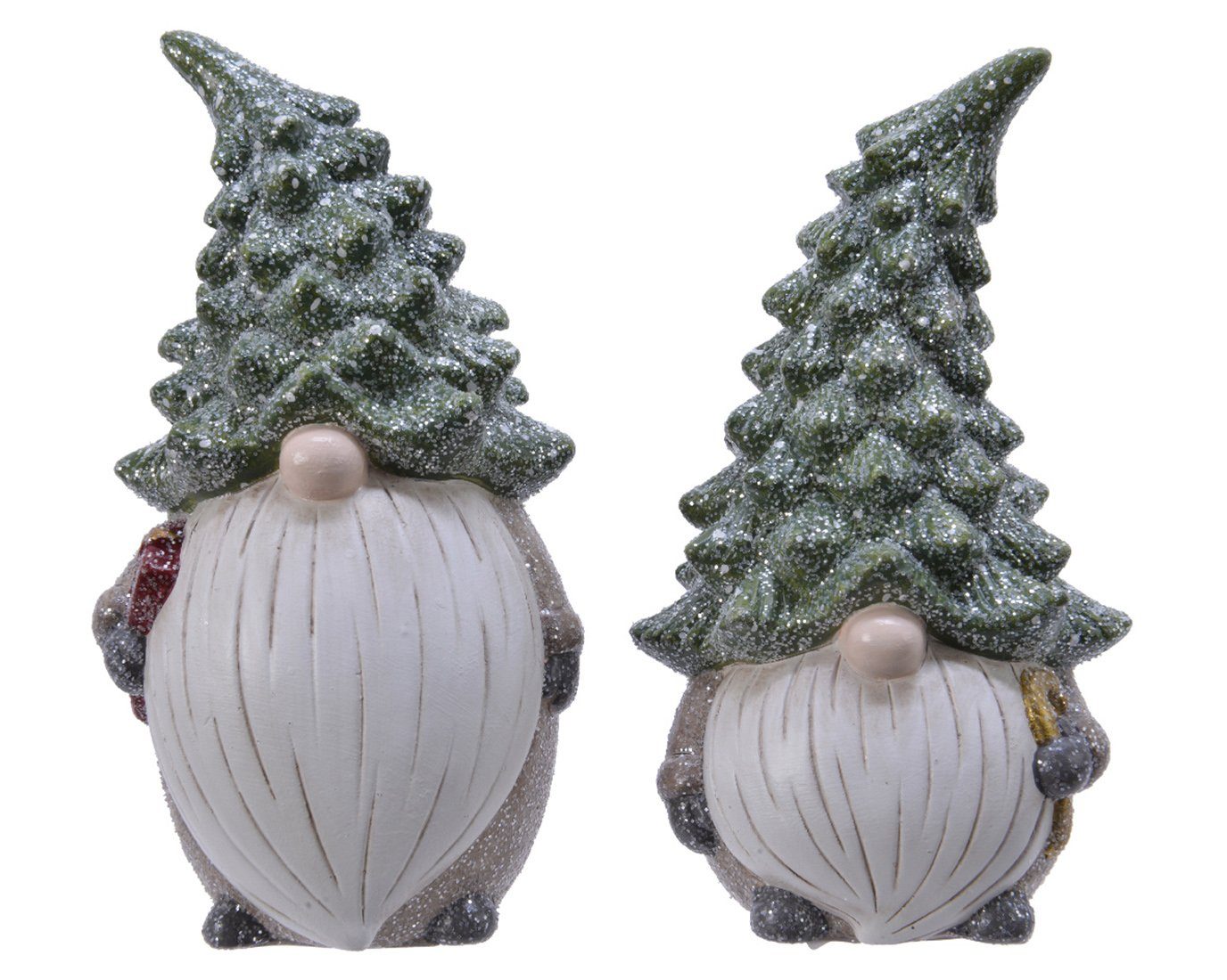 Decoris season decorations Weihnachtsfigur, Weihnachtsfigur Wichtel / Tanne Keramik 18cm grau / grün 1 Stück sort.