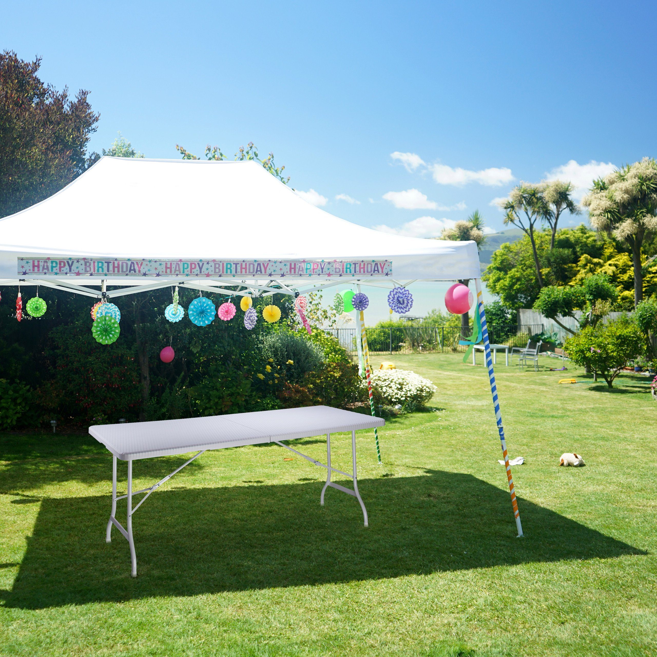 relaxdays BASTIAN groß, Gartentisch klappbar Gartentisch Weiß