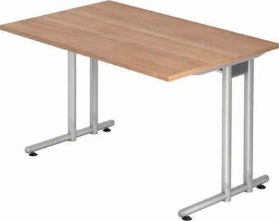 bümö Schreibtisch Serie-N - Arbeitshöhe: 72 cm, Rechteck: 120 x 80 cm - Dekor: Nussbaum