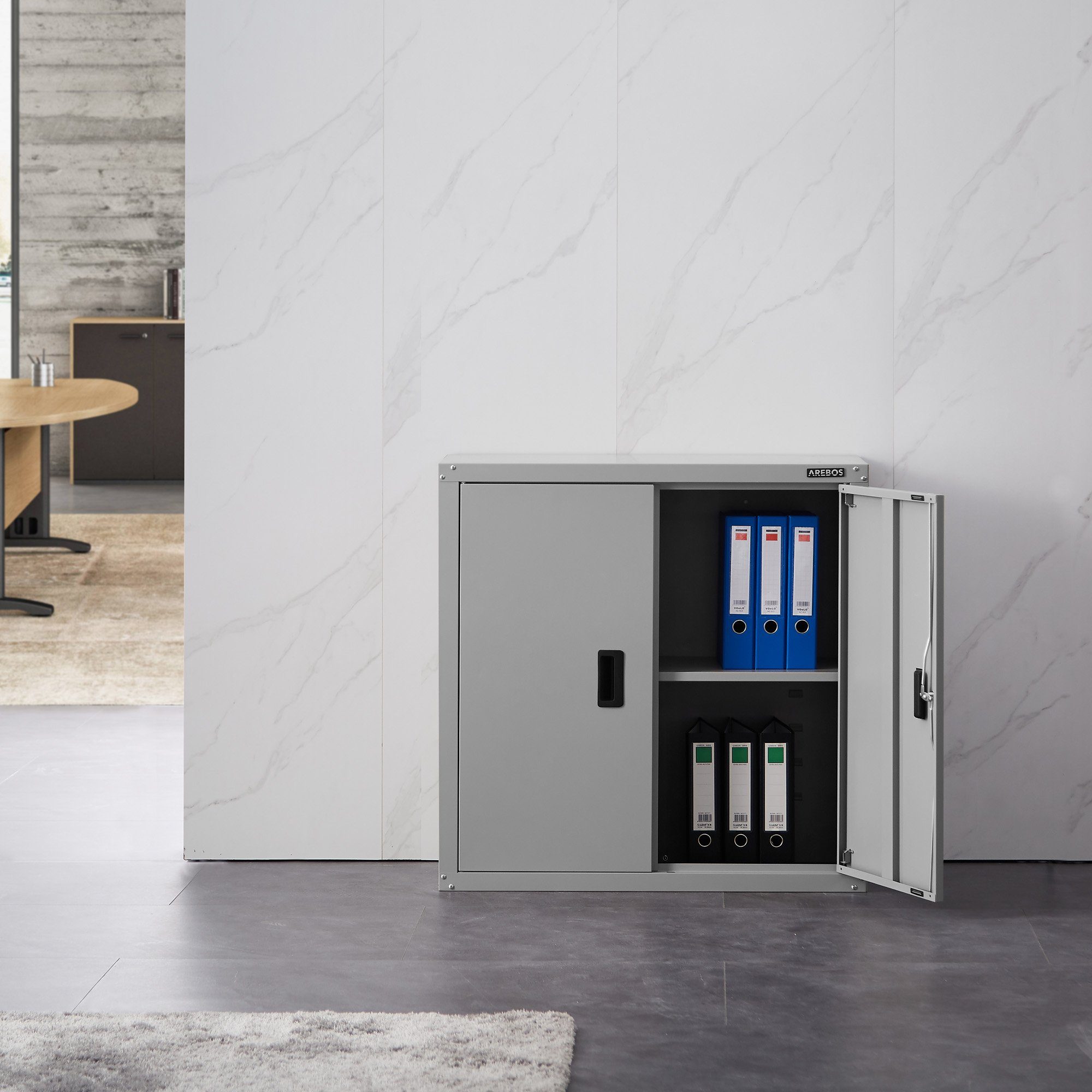 Arebos Aktenschrank Büroschrank Lagerschrank Materialschrank 90x90x40cm günstig online kaufen