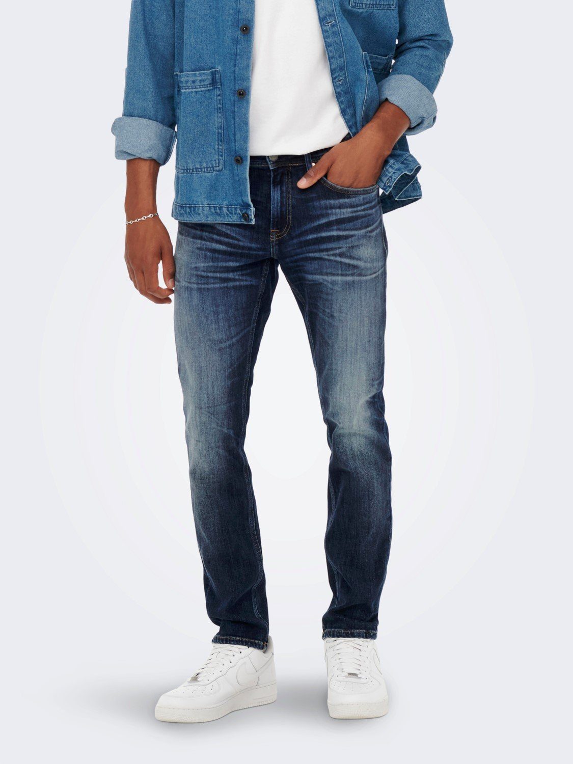 ONLY & SONS Regular-fit-Jeans »4220« (regular fit, Reißverschluss) Regular  Fit Jeans Straight Denim Stretch Hose Pants ONSWEFT online kaufen | OTTO