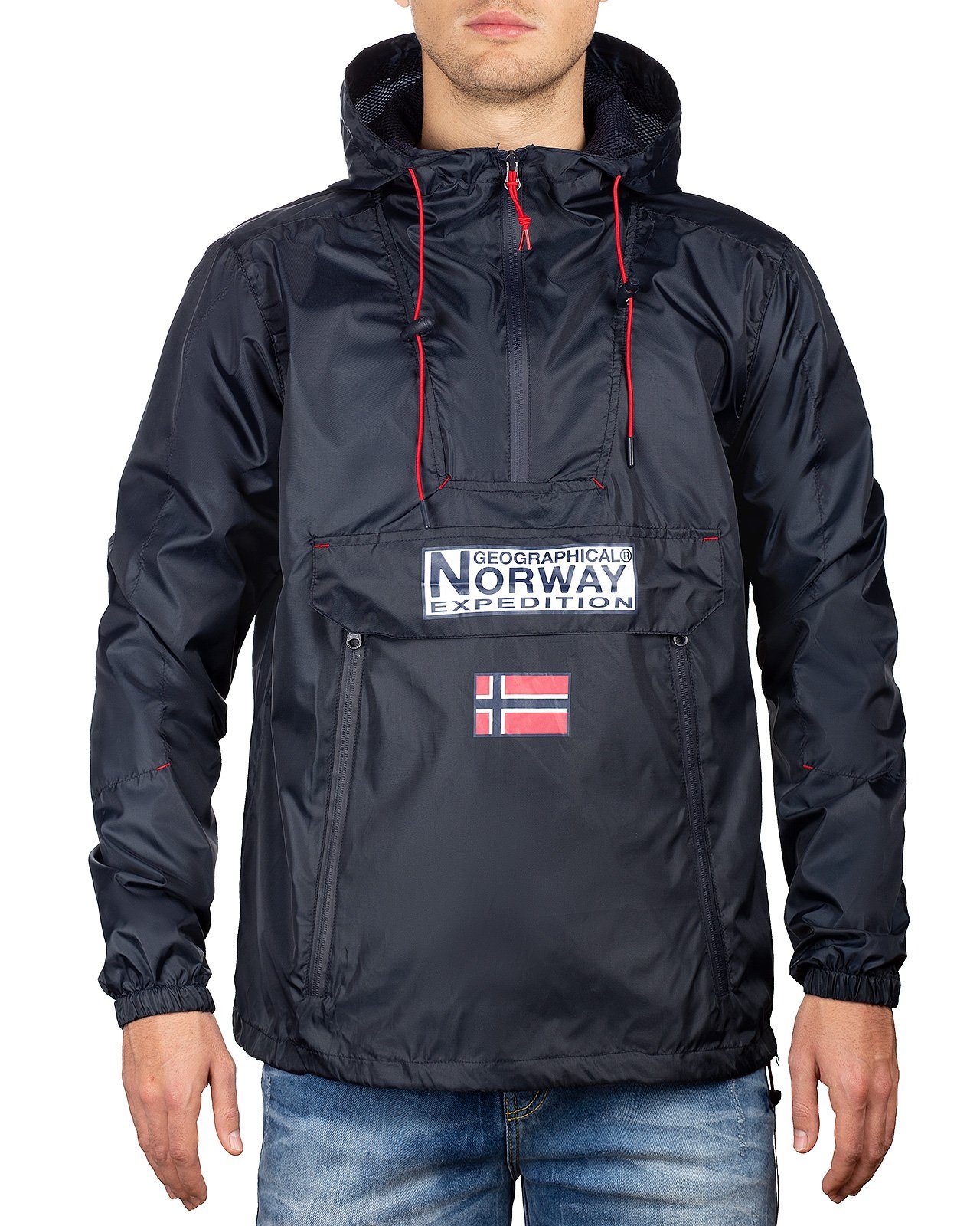 Geographical Norway Funktionsjacke Herren Windbreaker badowncity (1-St) mit Kapuze navy