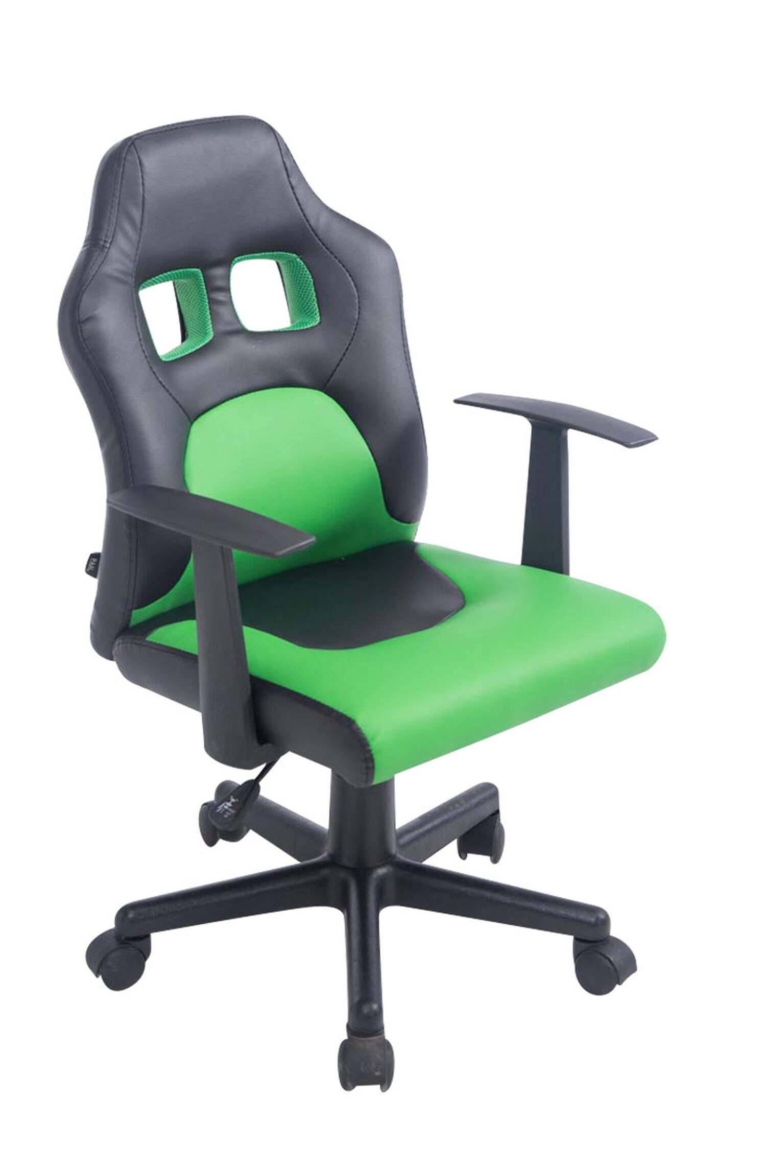 TPFLiving Bürostuhl Funny mit Kunststoff drehbar Gamingstuhl, Drehstuhl, bequemer schwarz/grün schwarz Sitzfläche: 360° Chefsessel), (Schreibtischstuhl, und Kunstleder - höhenverstellbar Gestell: Rückenlehne Racingstuhl, 