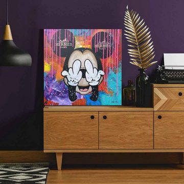 DOTCOMCANVAS® Leinwandbild Mickey Hermes, Leinwandbild Micky Maus Mickey Mouse Hermes Pop Art comic square