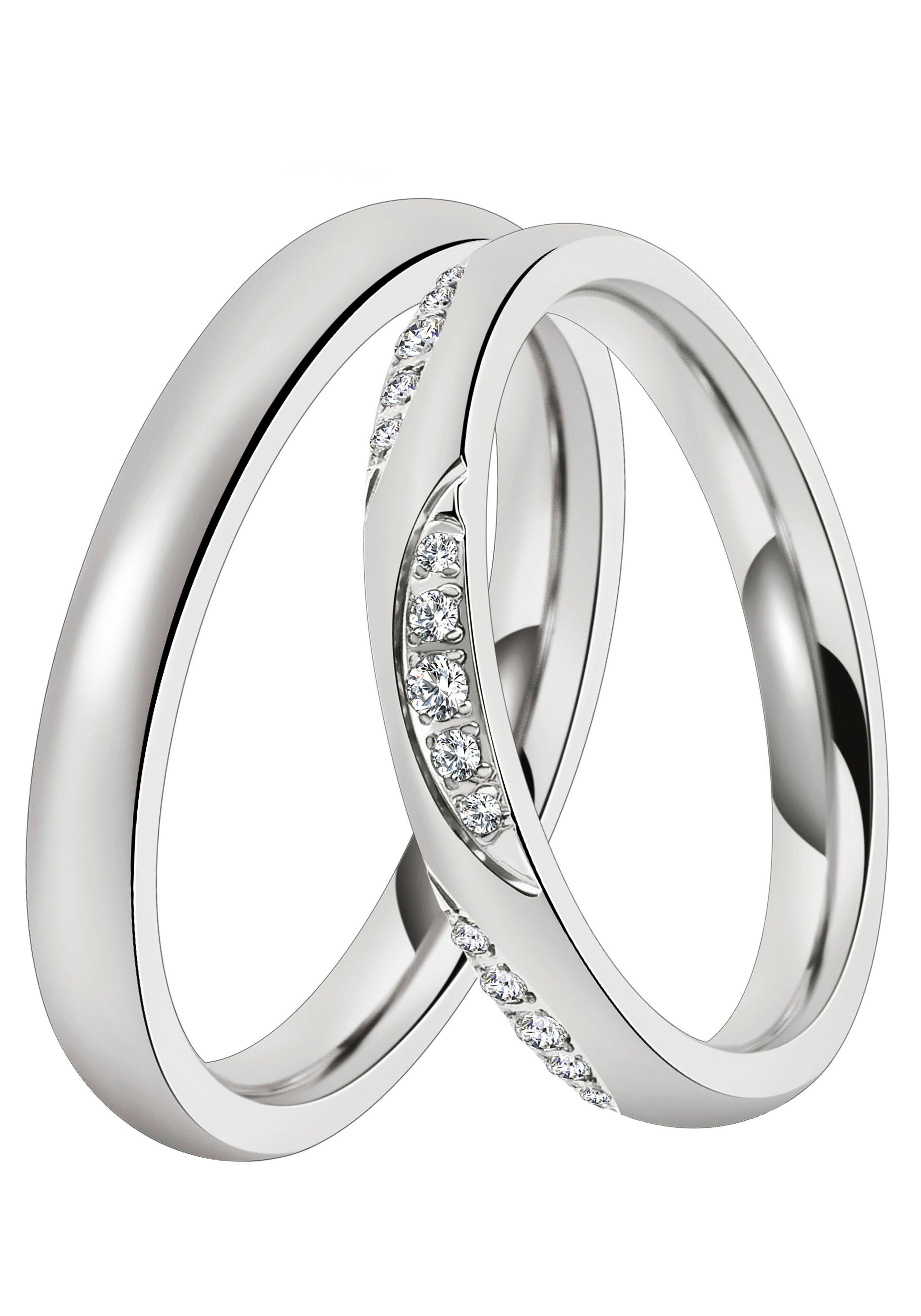 DOOSTI Trauring Schmuck Geschenk Edelstahl Ehering Zirkonia o. Partnerring ohne LIEBE, Trauring mit edelstahlfarben