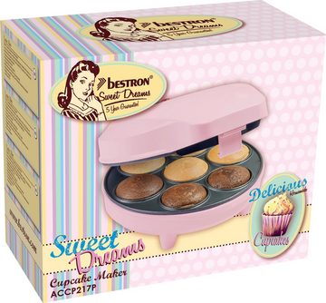 bestron Cupcake-Maker ACC217P Sweet Dreams, 700 W, im Retro Design, Antihaftbeschichtung, Rosa