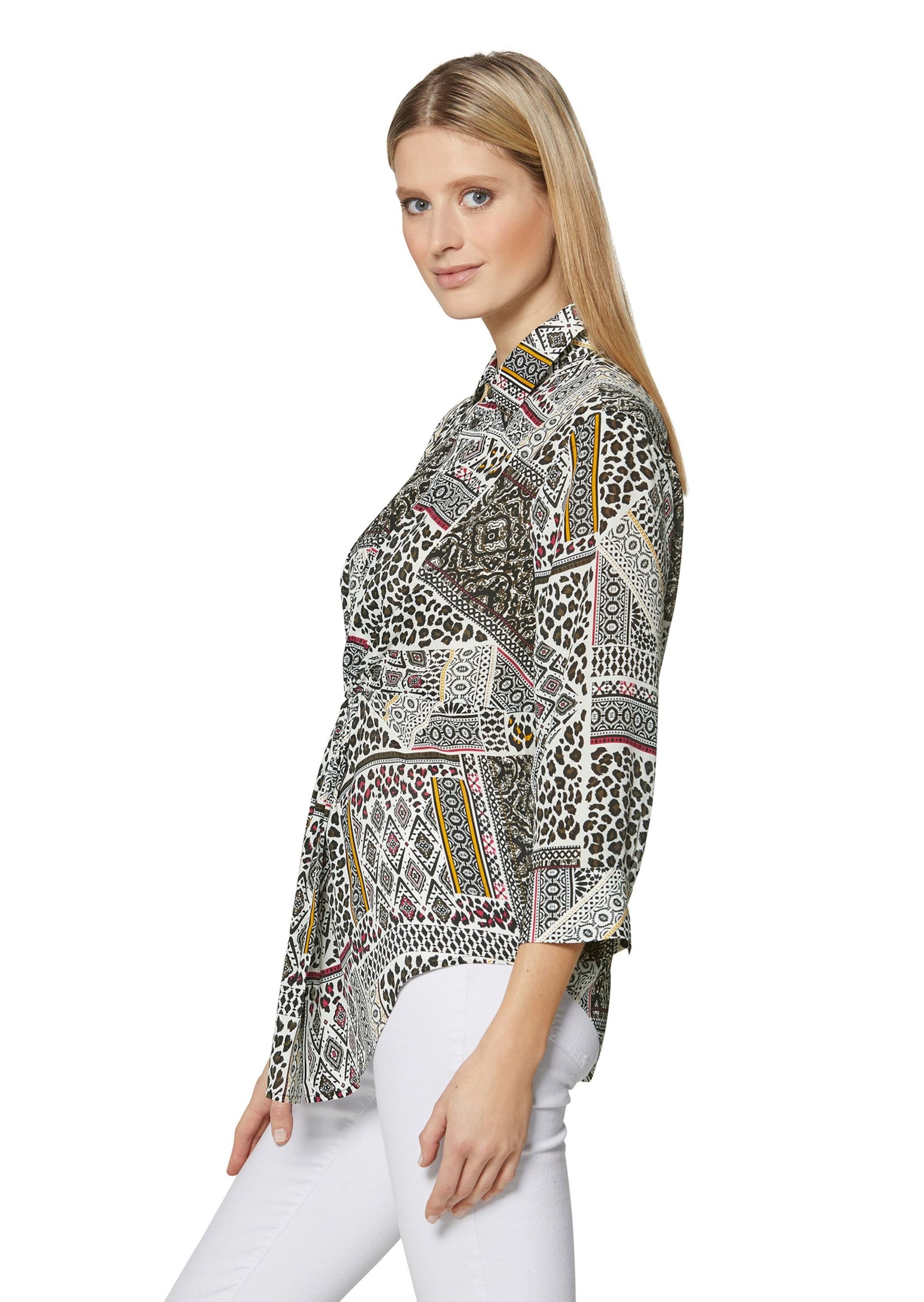 MADELEINE Hemdbluse Bedruckte Bluse mit Knoten-Effekt und 3/4-Ärmeln