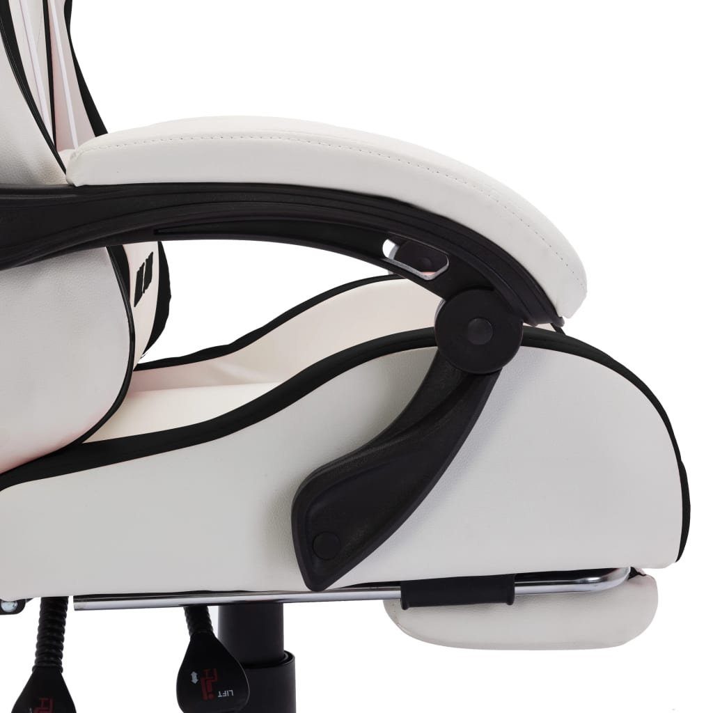 mit Gaming-Stuhl | und Weiß LED-Leuchten Weiß Schwarz vidaXL Kunstleder (1 St) Weiß RGB Bürostuhl