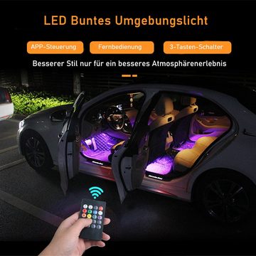 zggzerg LED Stripe LED-Innenbeleuchtung Auto, 4 LED Streifen mit APP und Fernbedienung