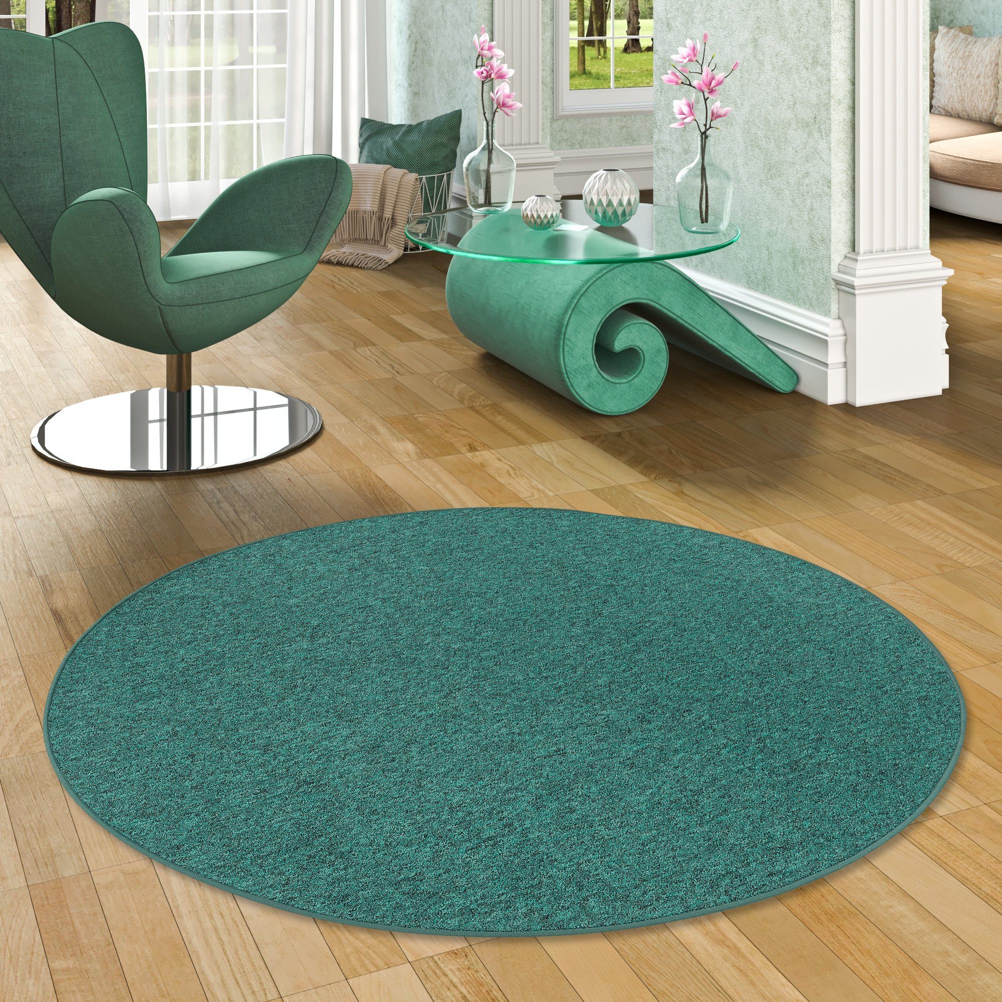 Snapstyle Veloursteppich Feinschlingen Velour Teppich Strong Rund, Rund, Höhe: 5 mm