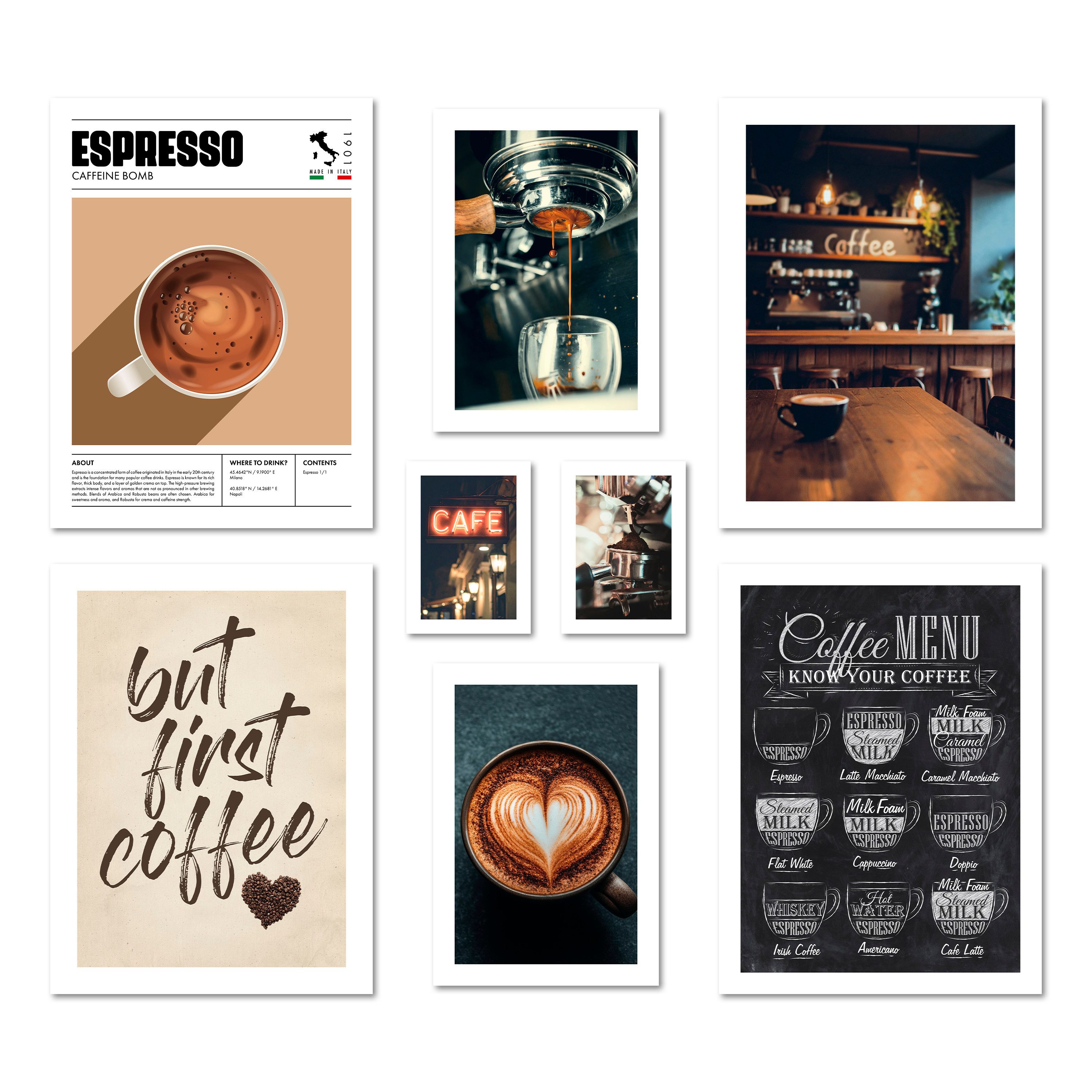 ARTFAVES Bilder-Collage Poster Set - COFFEE LOVE I Kaffee Küche Braun I Dek günstig online kaufen