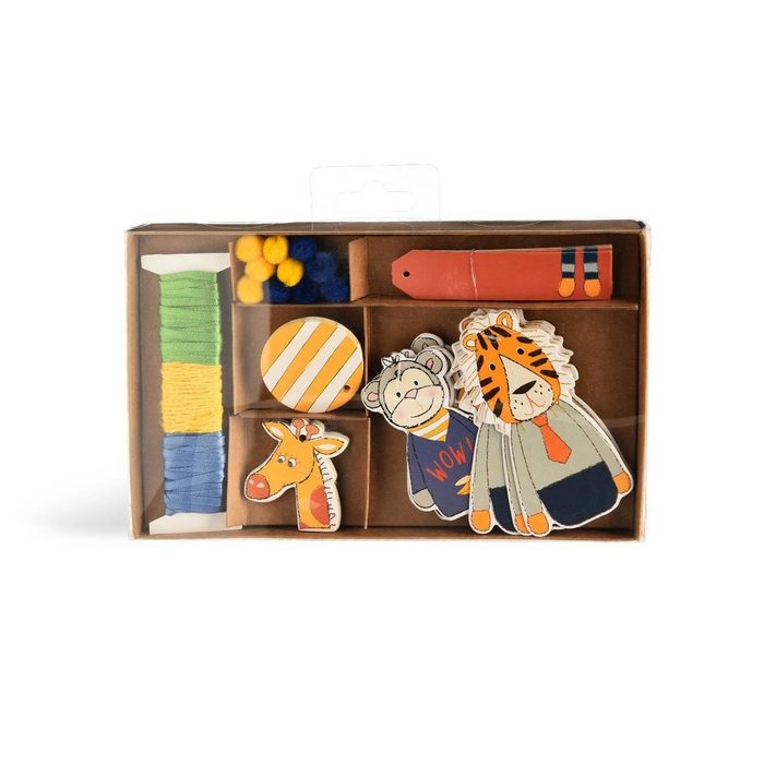 Depot Geschenkbox Geschenkverpackungs-Set Boy (Packung 3 Schnüre 10 Deko-Pompoms 25 Geschenkanhänger) aus Polyester Papier L 7 Zentimeter