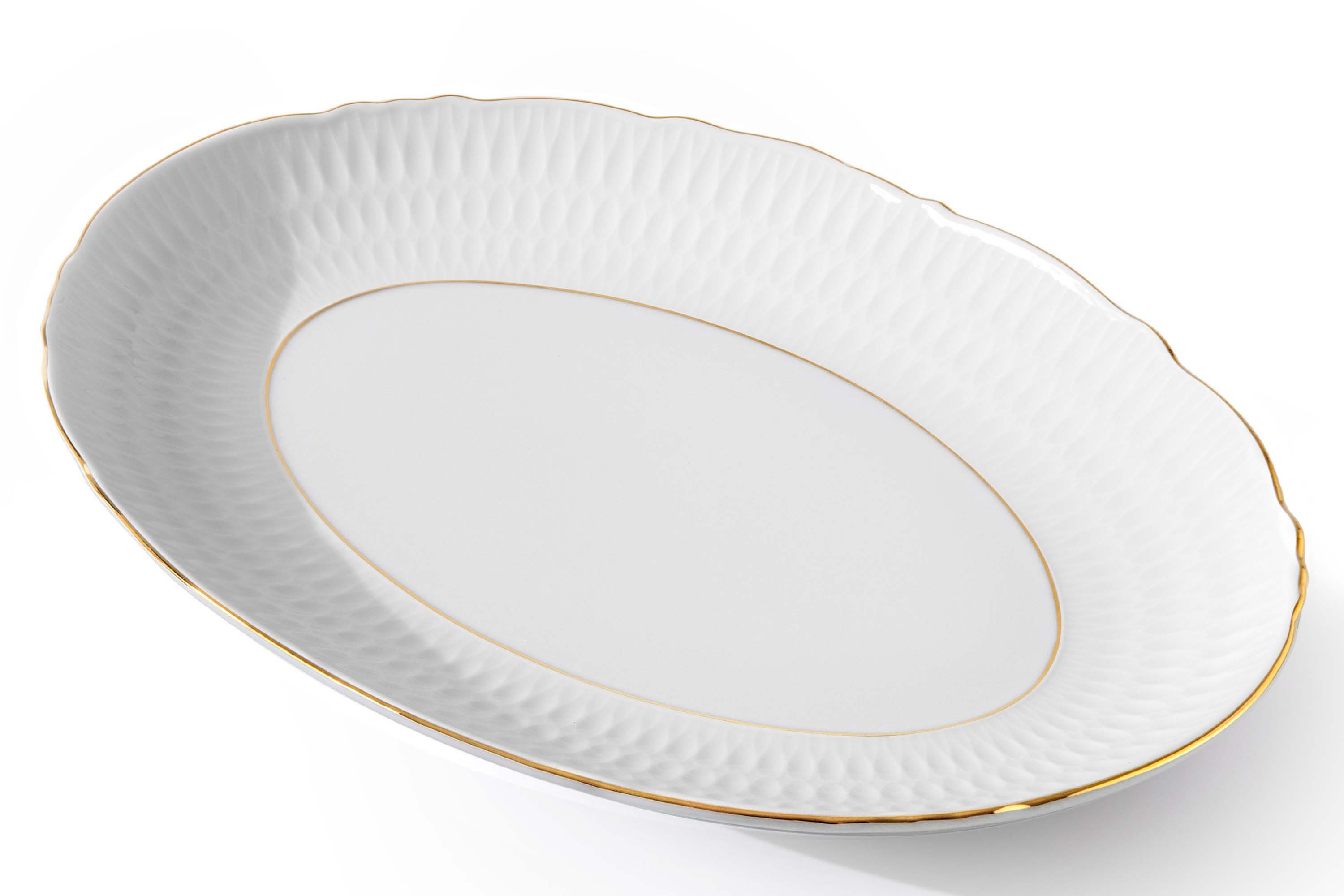 KONSIMO® Servierplatte CMIELOW SOFIA Hochwertiges Premium-Porzellan, elegante Verzierung, Porzellan, zeitloses Design, handgemalte Dekoration in echtem Gold