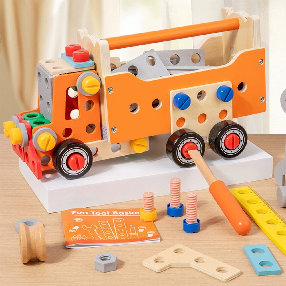 CLTYQ Spielwerkzeugkoffer Holz-Werkzeugset für Kinder – Montessori Holzspielzeug für Kinder, (124-tlg), Werkzeug Lernspiele 3 4 5 Jahre,pädagogisches Vorschulspielzeug